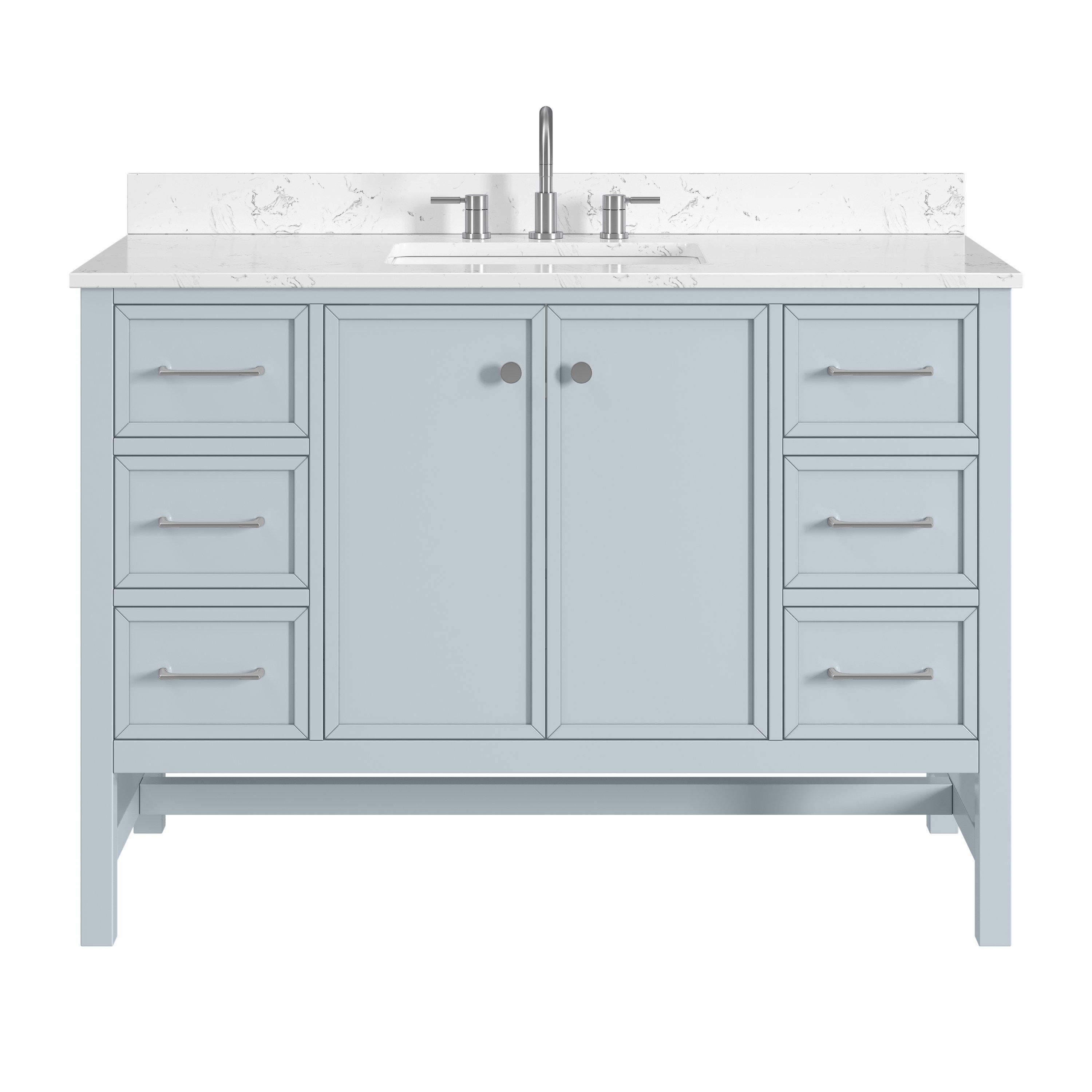 Piper 49 in. Blue Vanity with Engineered Stone Top