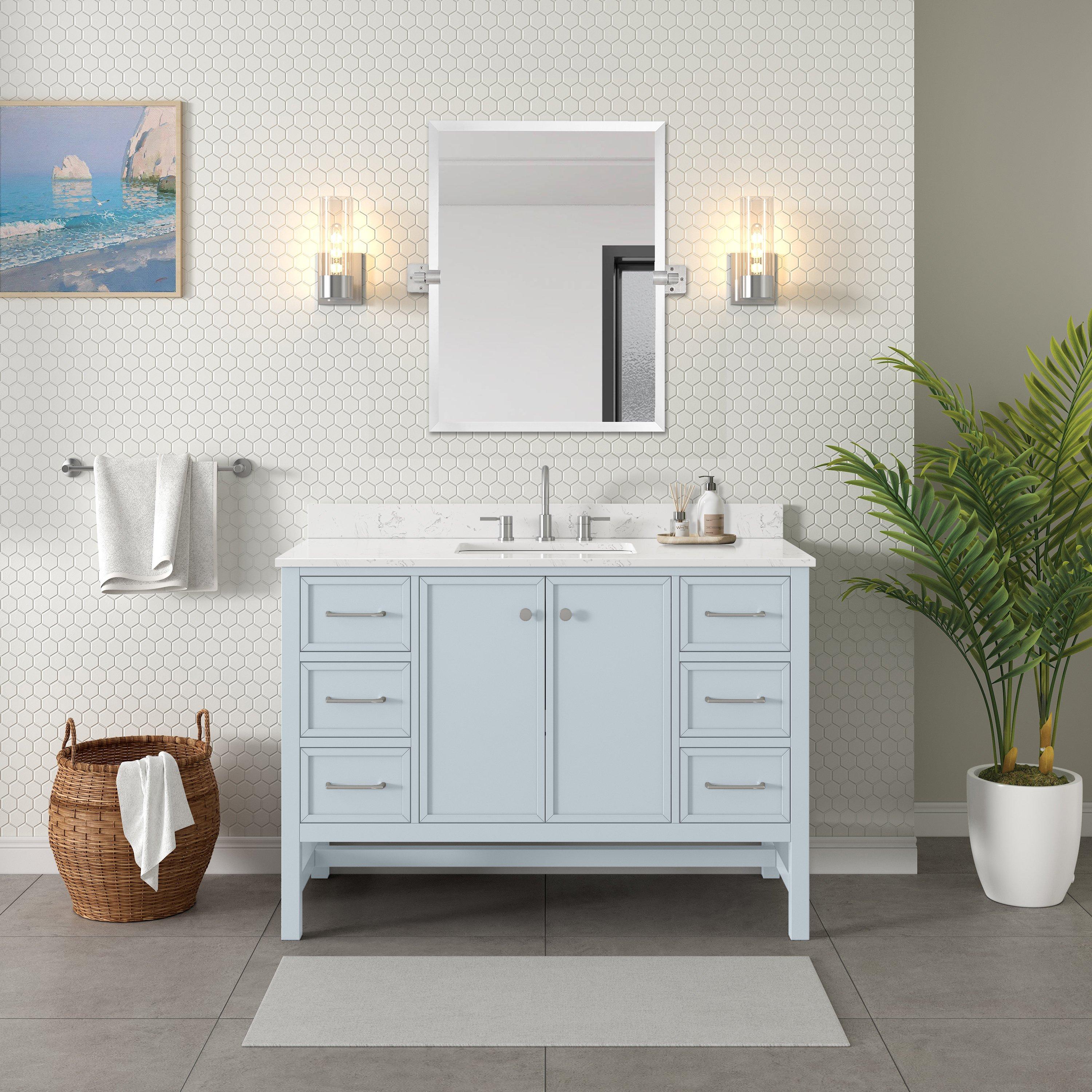 Piper 49 in. Blue Vanity with Engineered Stone Top