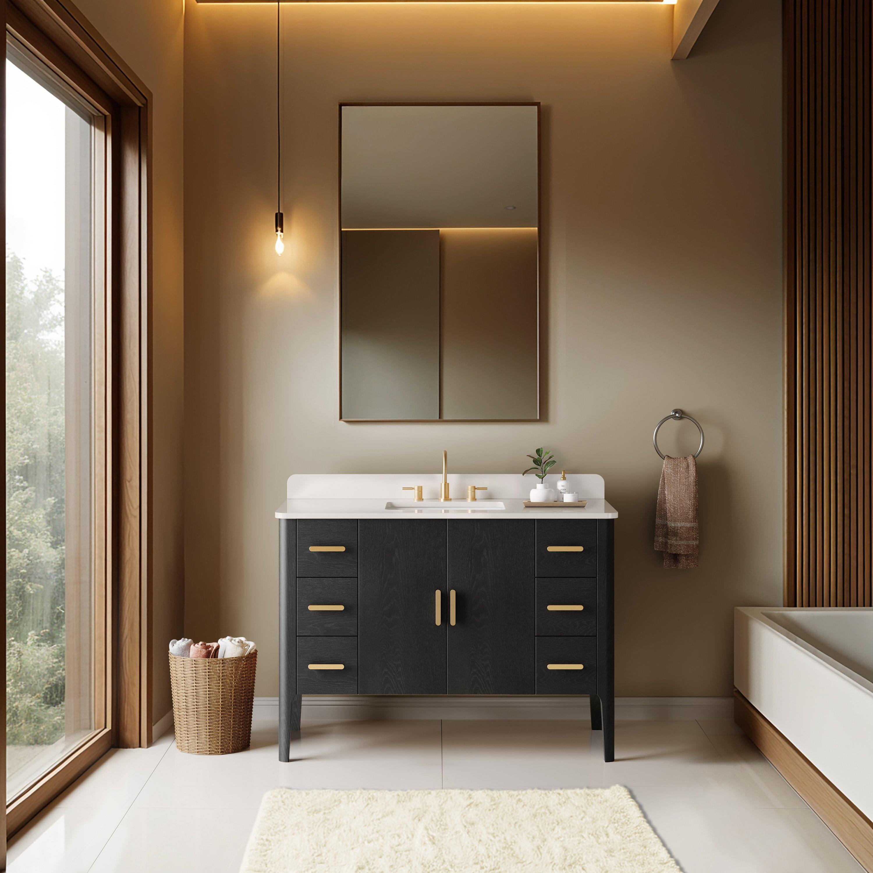 Aspen 49 in. Black Vanity with Quartz Top
