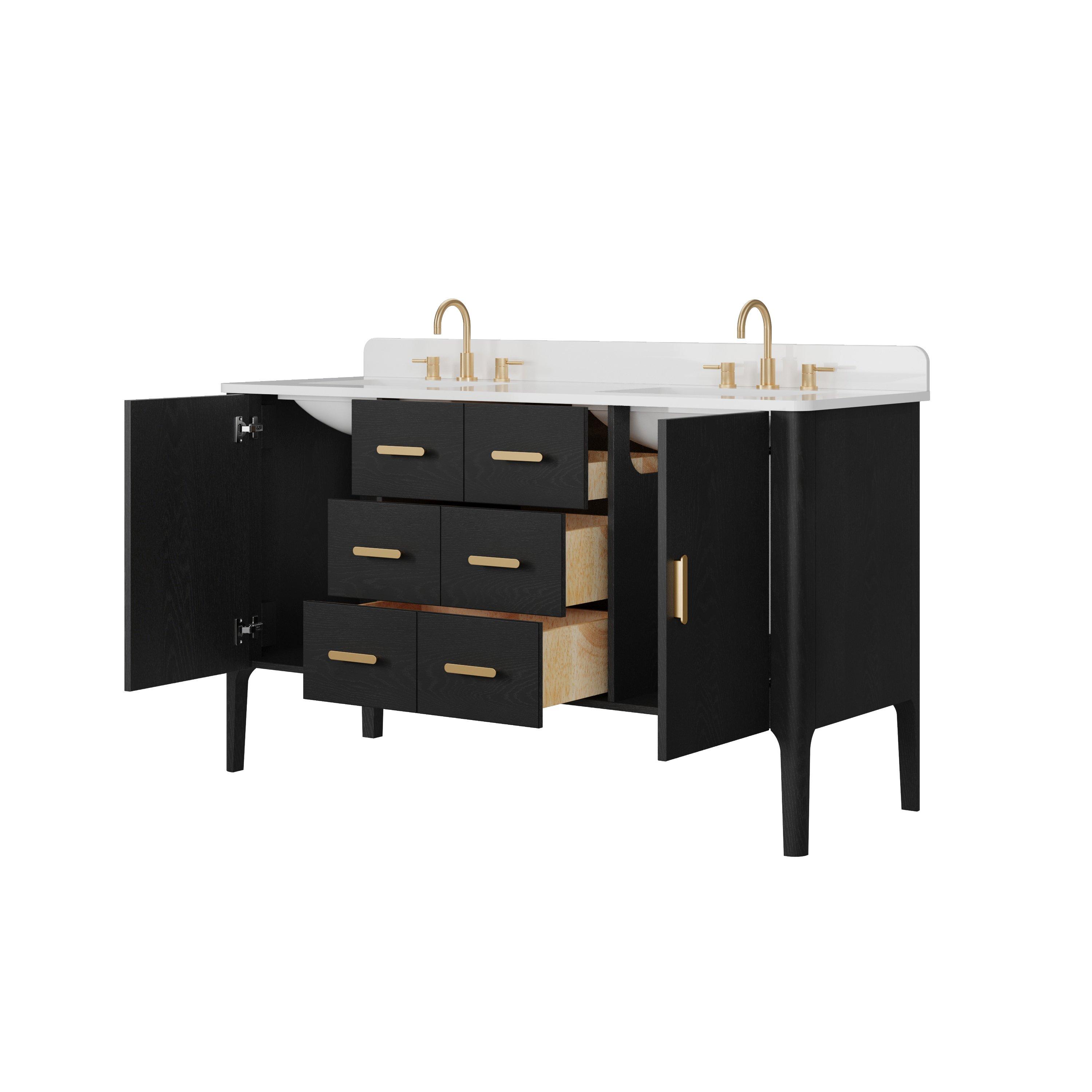 Aspen 61 in. Black Vanity with Quartz Top