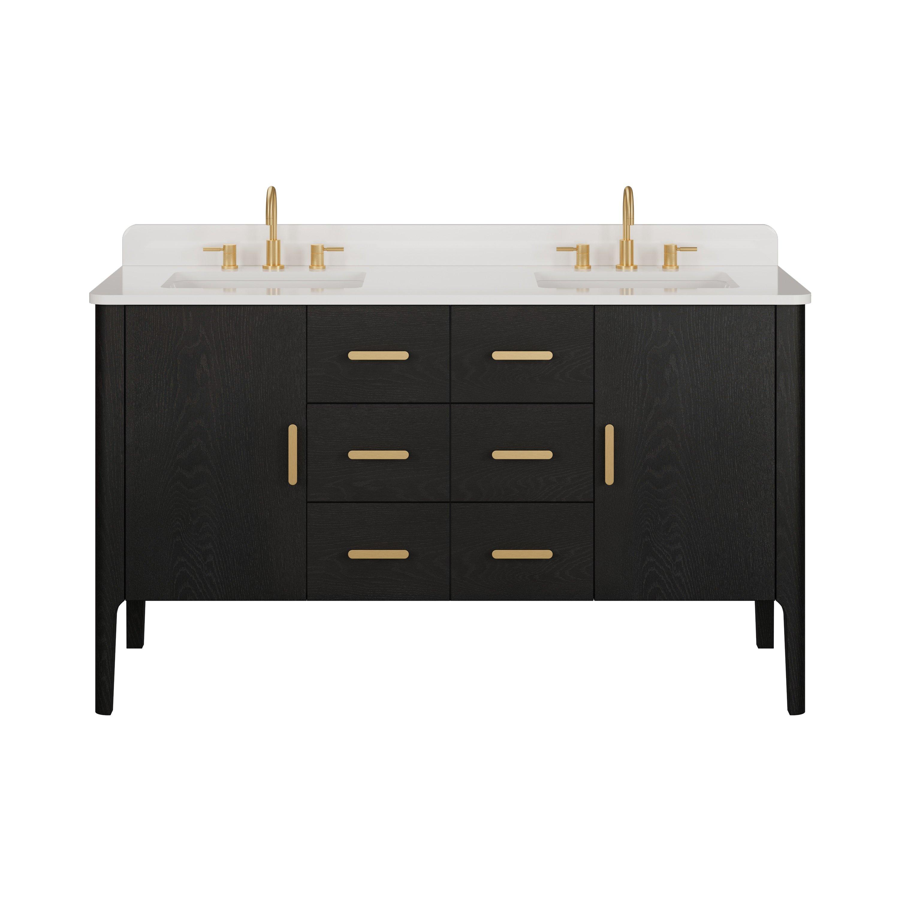Aspen 61 in. Black Vanity with Quartz Top