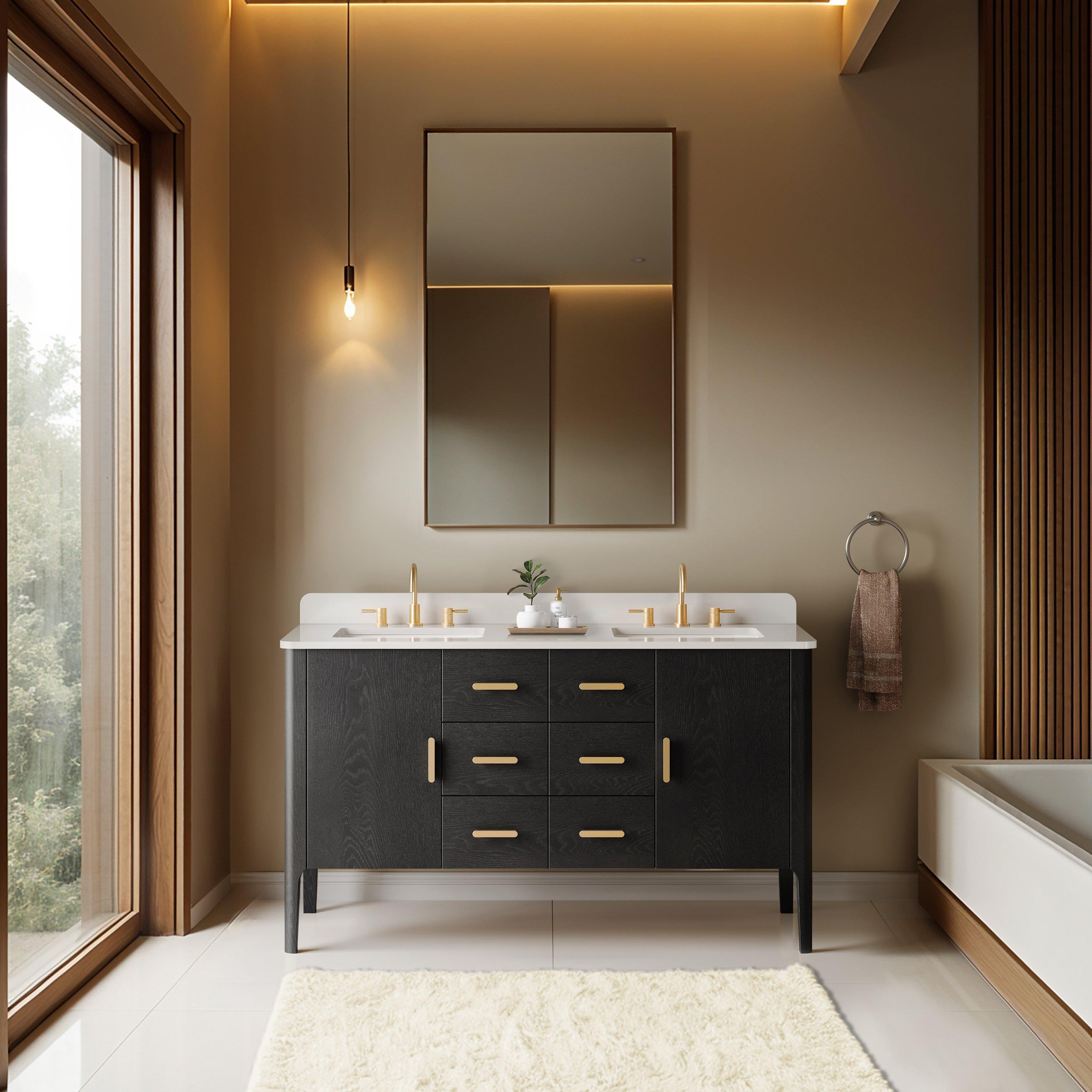 Aspen 61 in. Black Vanity with Quartz Top
