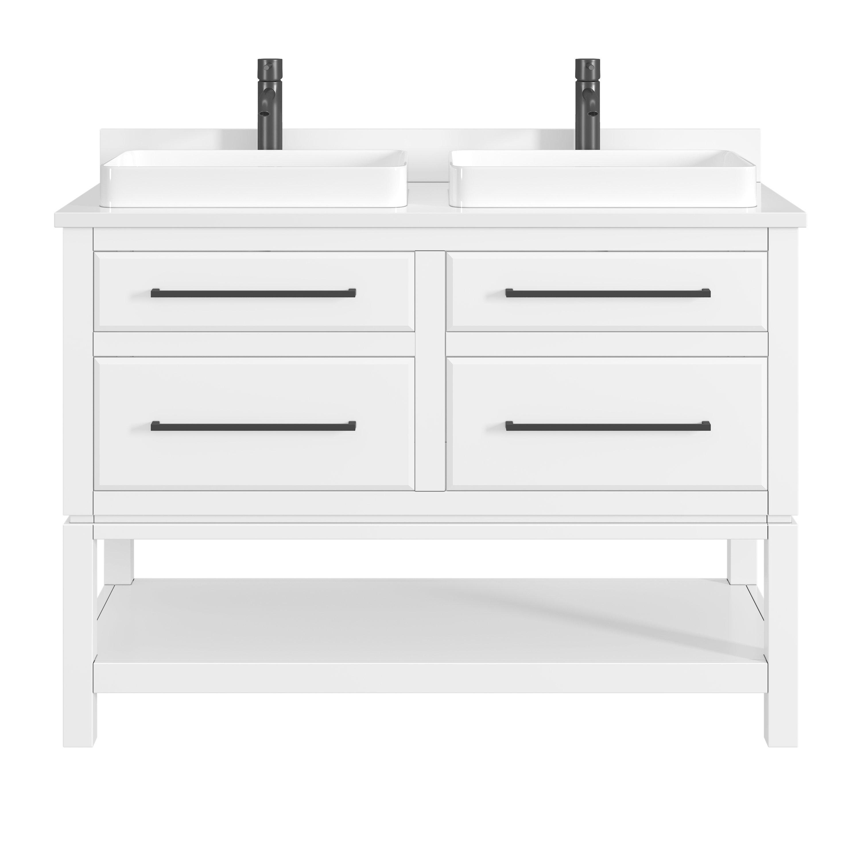 Maya 61 in. White Vanity with Engineered Stone Top
