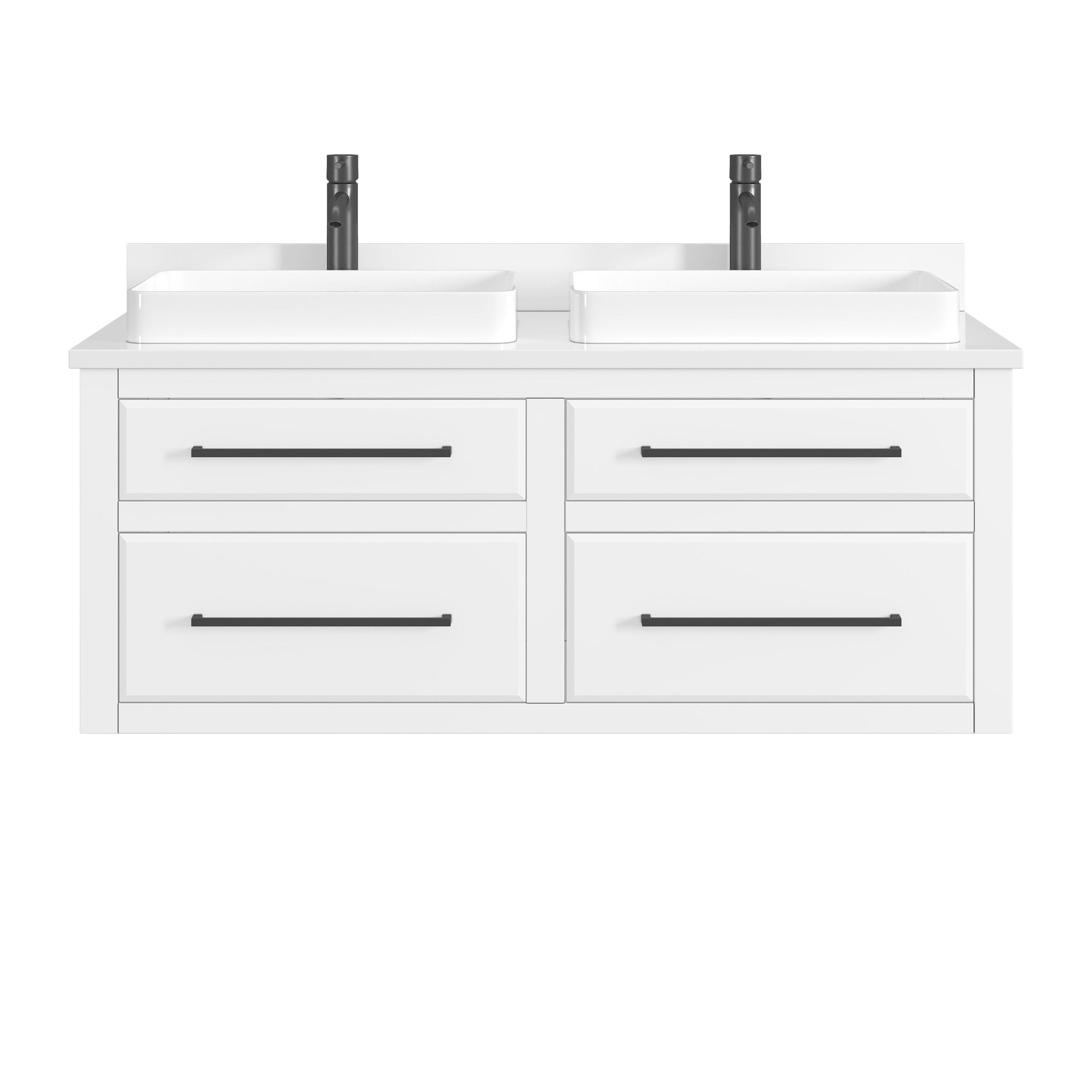 Maya 61 in. White Vanity with Engineered Stone Top