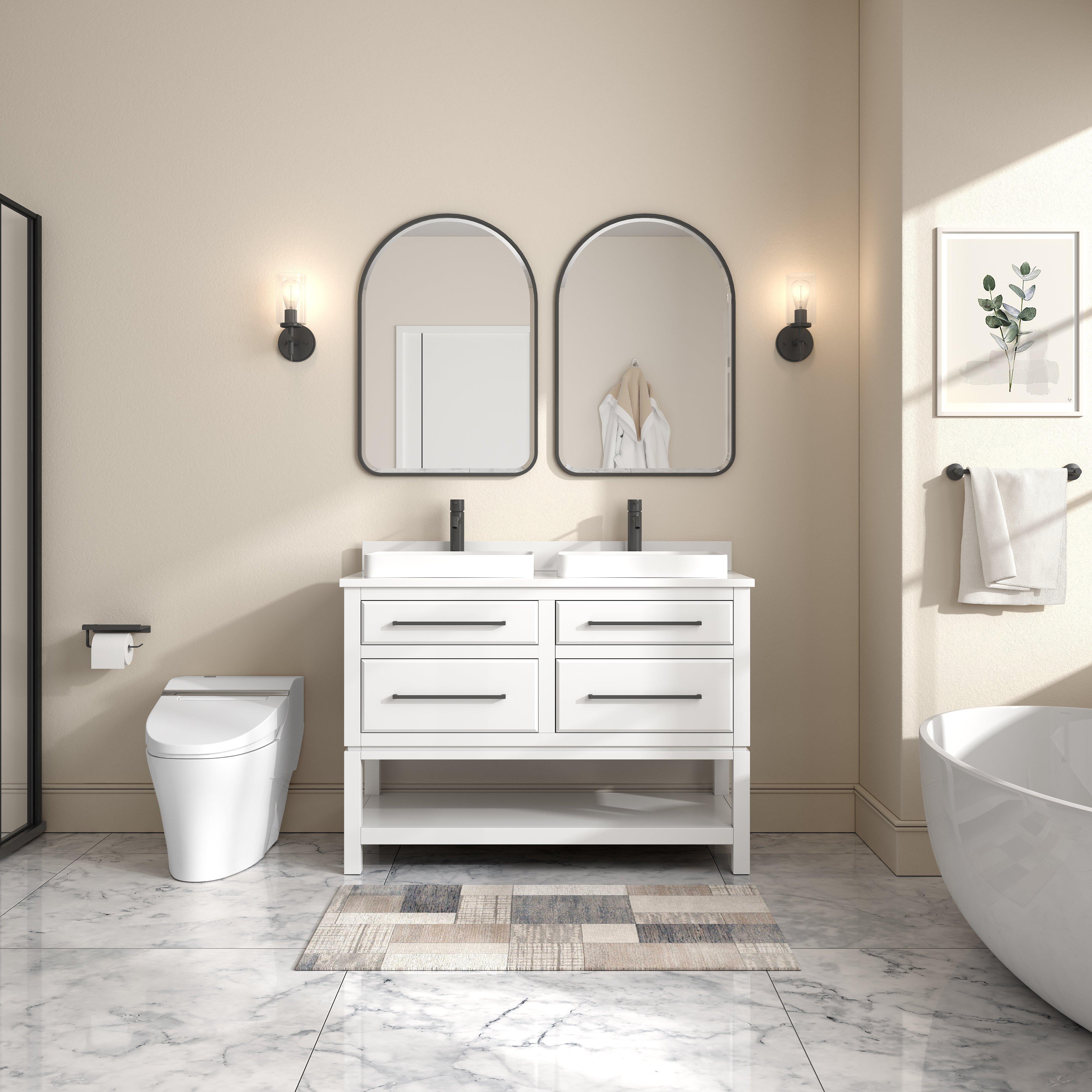 Maya 61 in. White Vanity with Engineered Stone Top