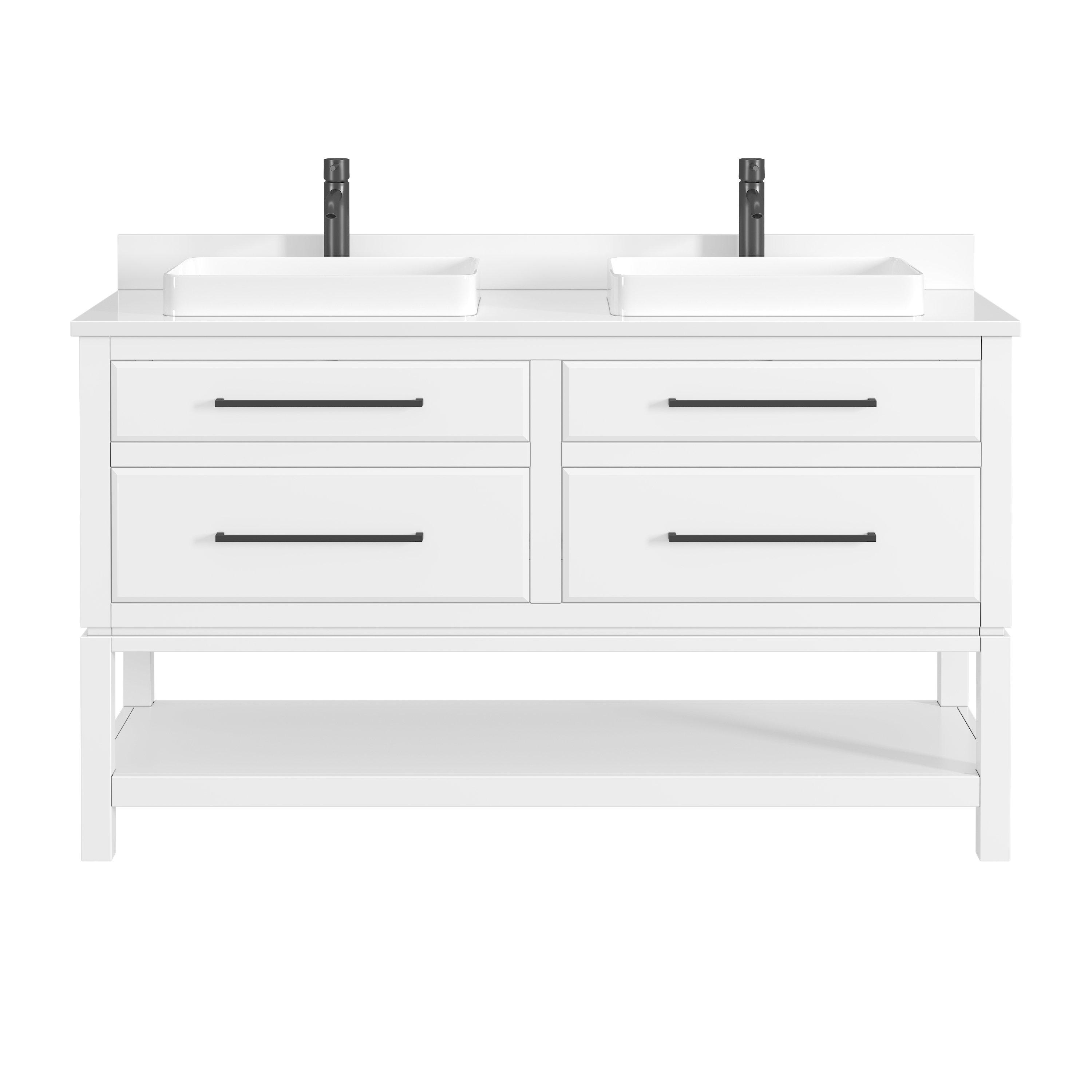 Maya 61 in. White Vanity with Engineered Stone Top