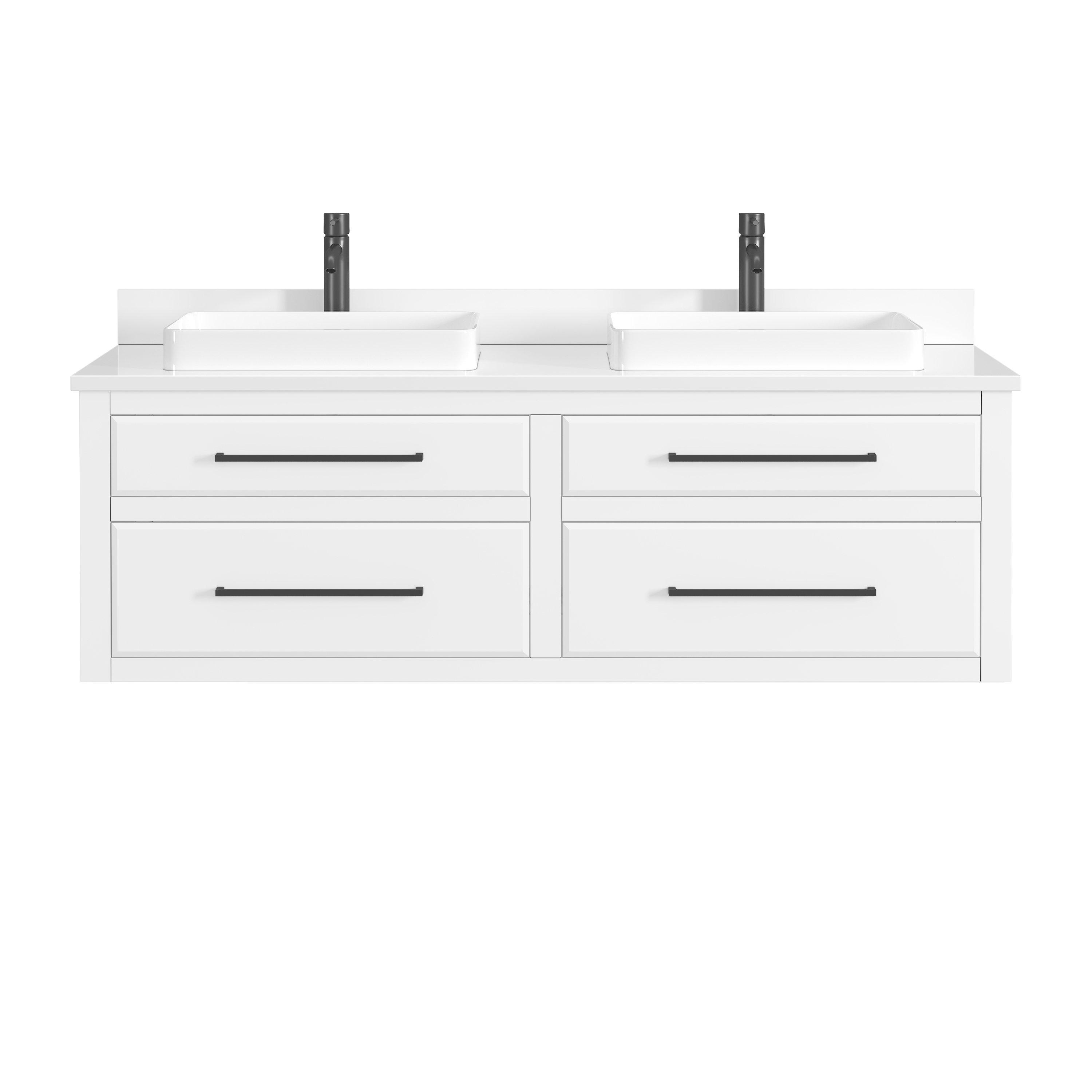 Maya 61 in. White Vanity with Engineered Stone Top