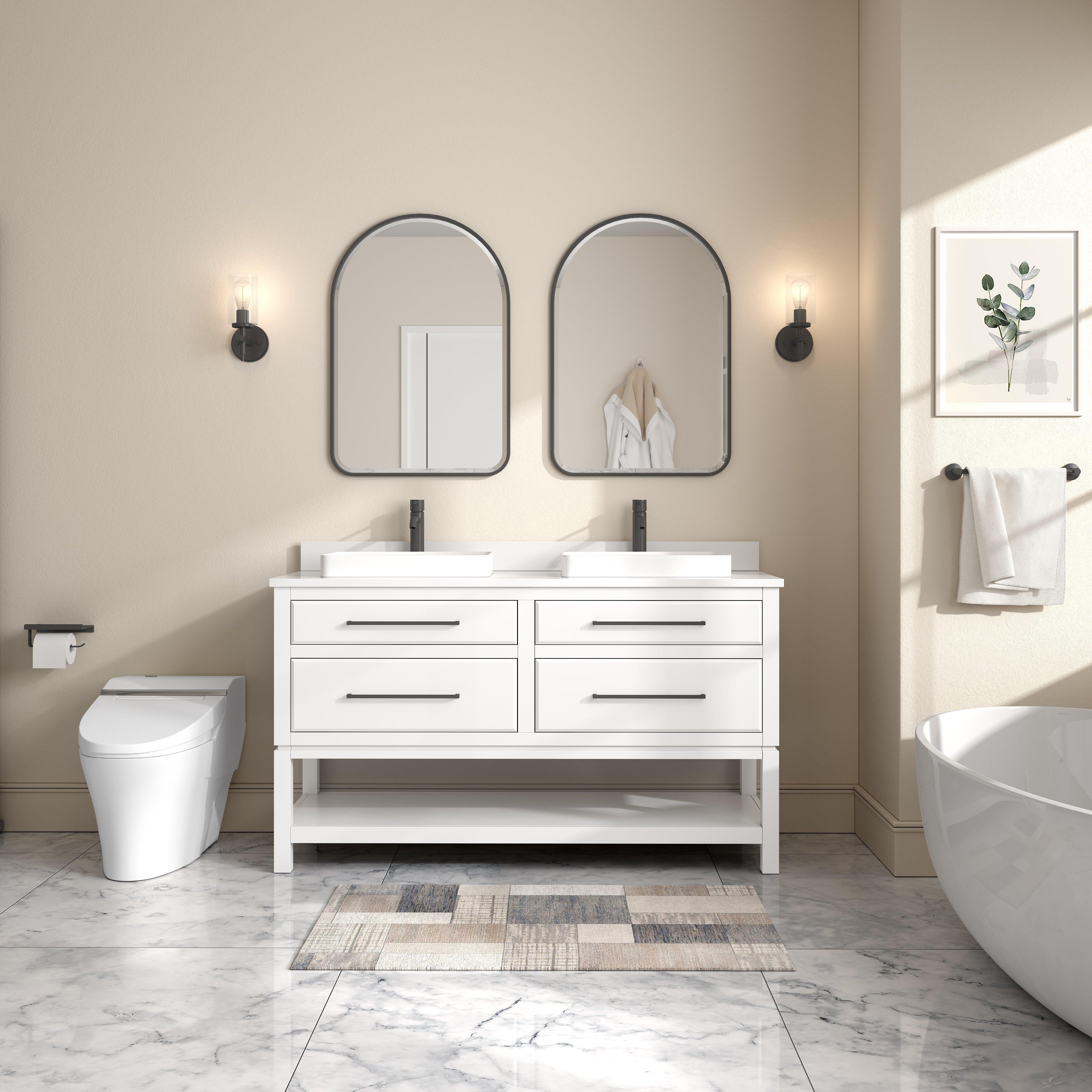 Maya 61 in. White Vanity with Engineered Stone Top