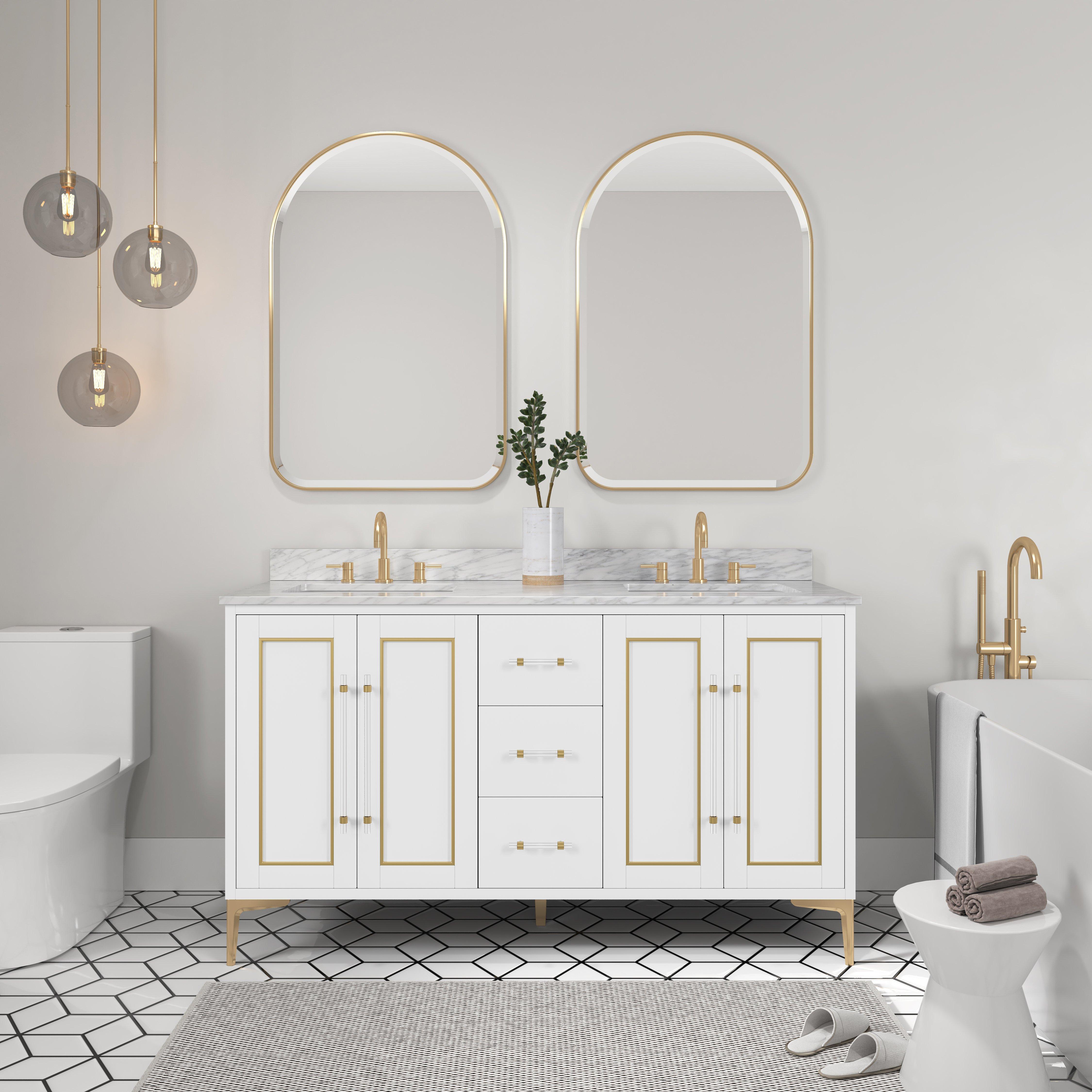 Siena 61 in. White Vanity with Natural Carrara Marble Top