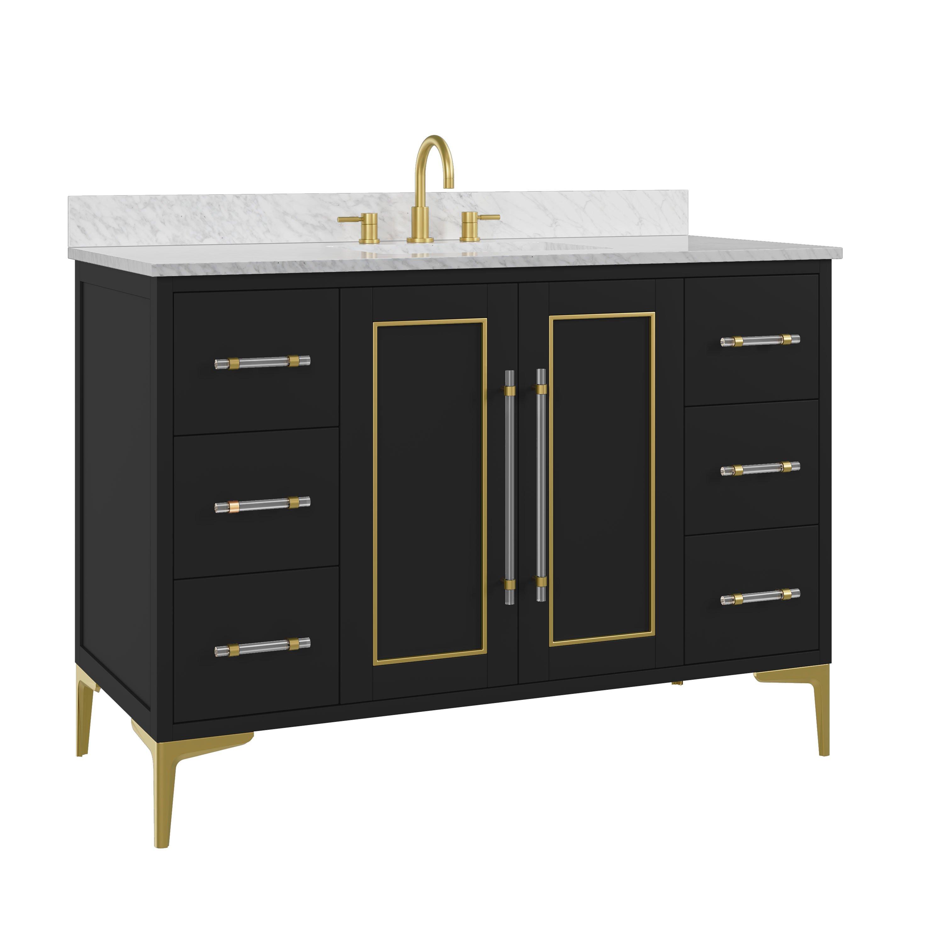 Siena 49 in. Black Vanity with Natural Carrara Marble Top