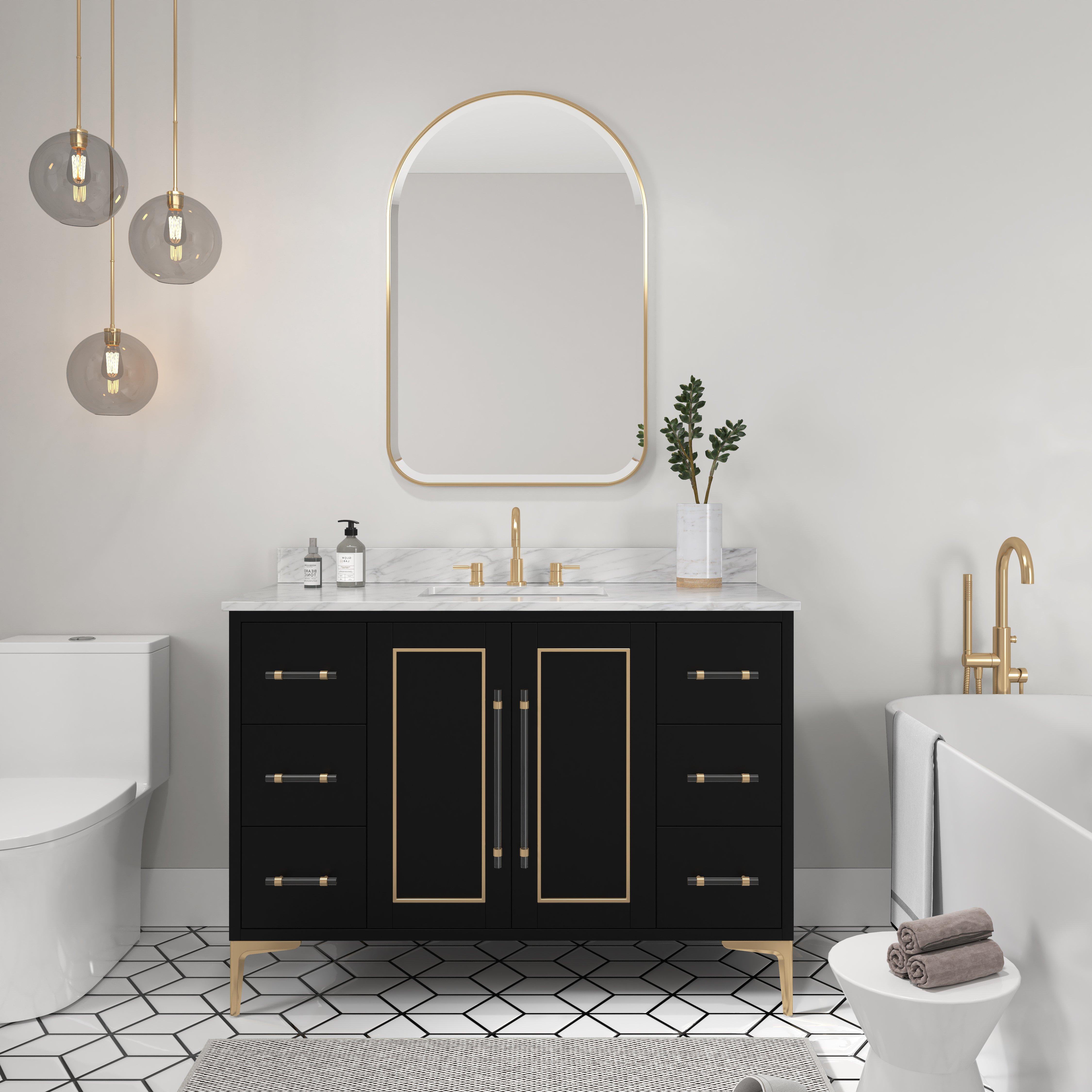 Siena 49 in. Black Vanity with Natural Carrara Marble Top