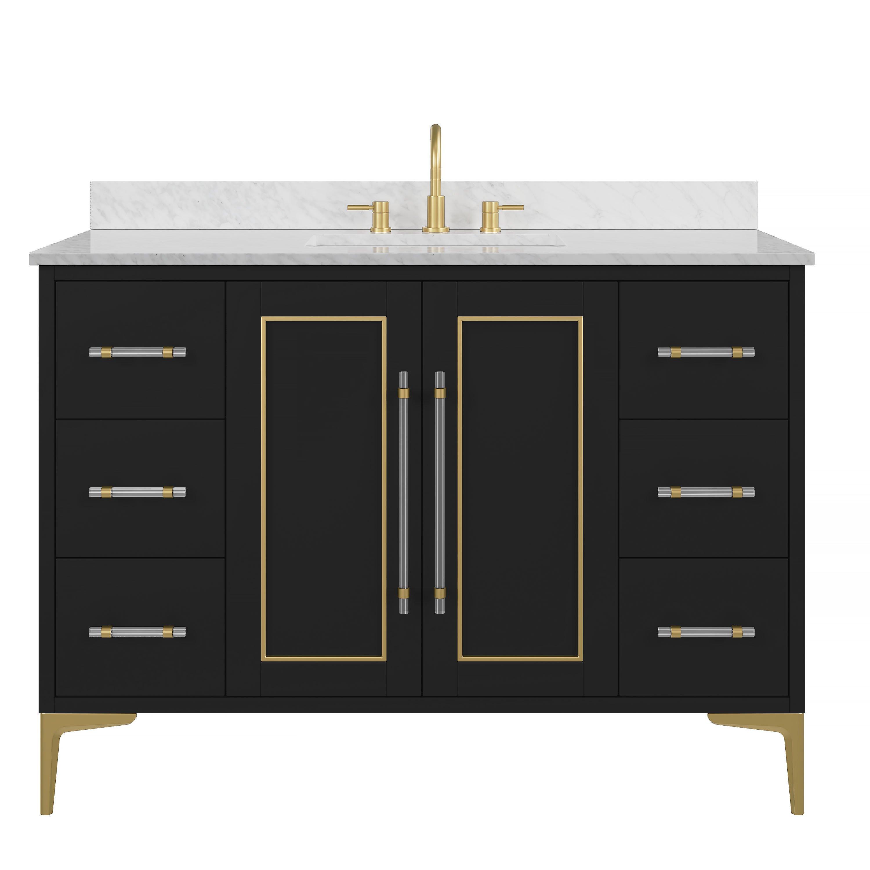 Siena 49 in. Black Vanity with Natural Carrara Marble Top