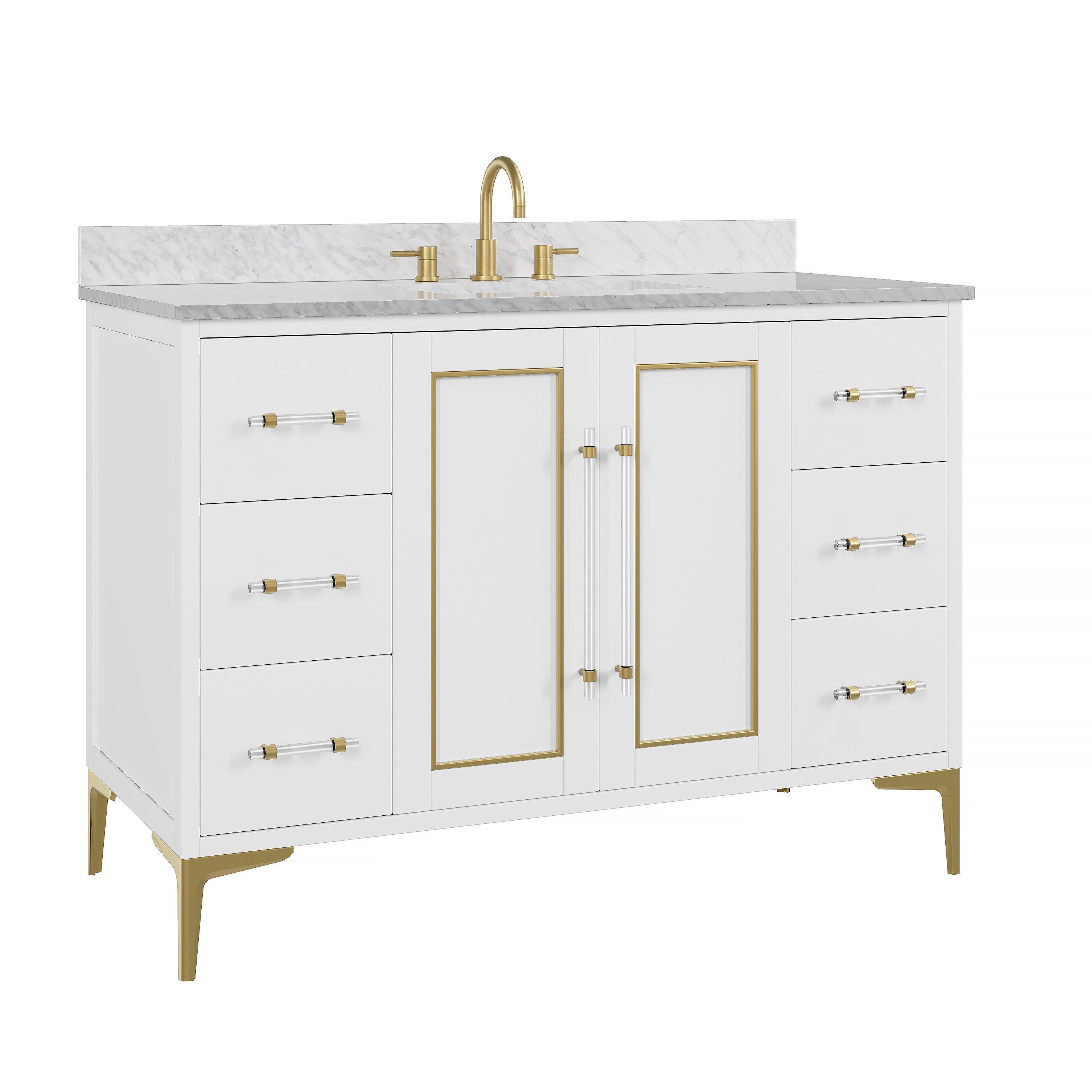 Siena 49 in. White Vanity with Natural Carrara Marble Top