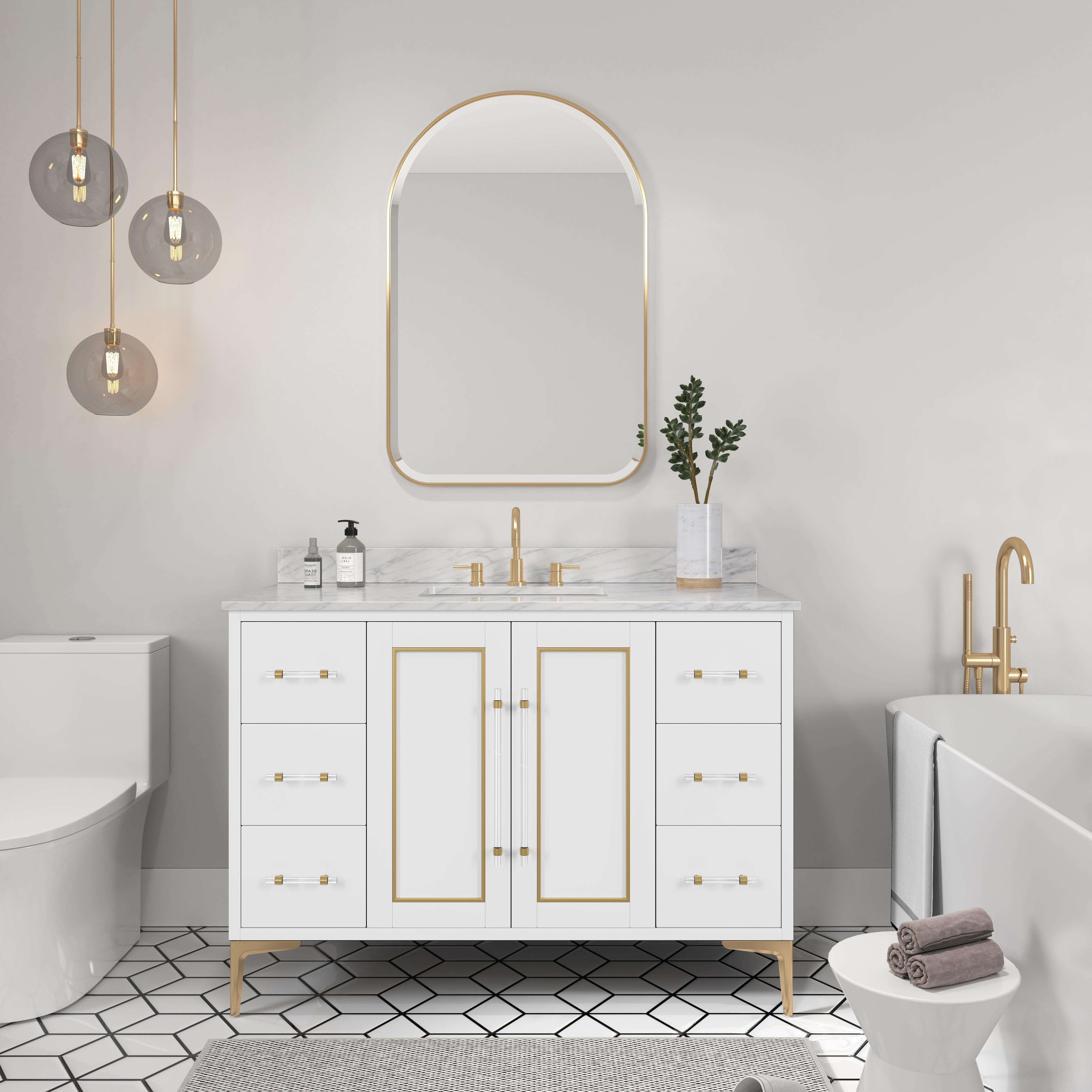 Siena 49 in. White Vanity with Natural Carrara Marble Top