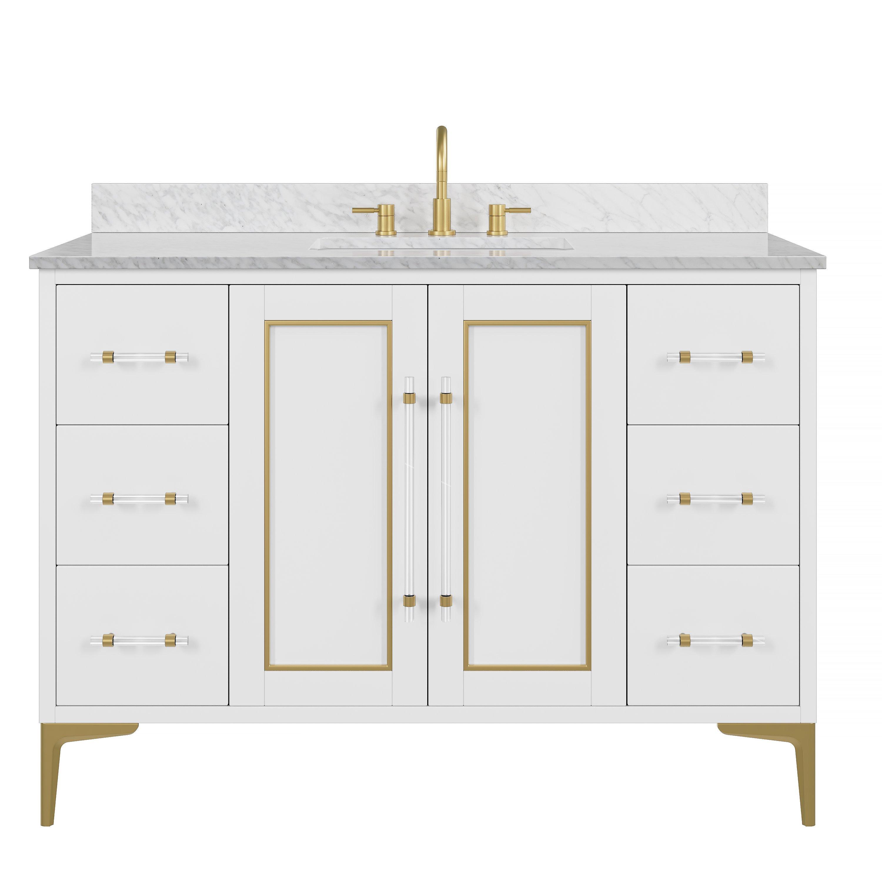 Siena 49 in. White Vanity with Natural Carrara Marble Top