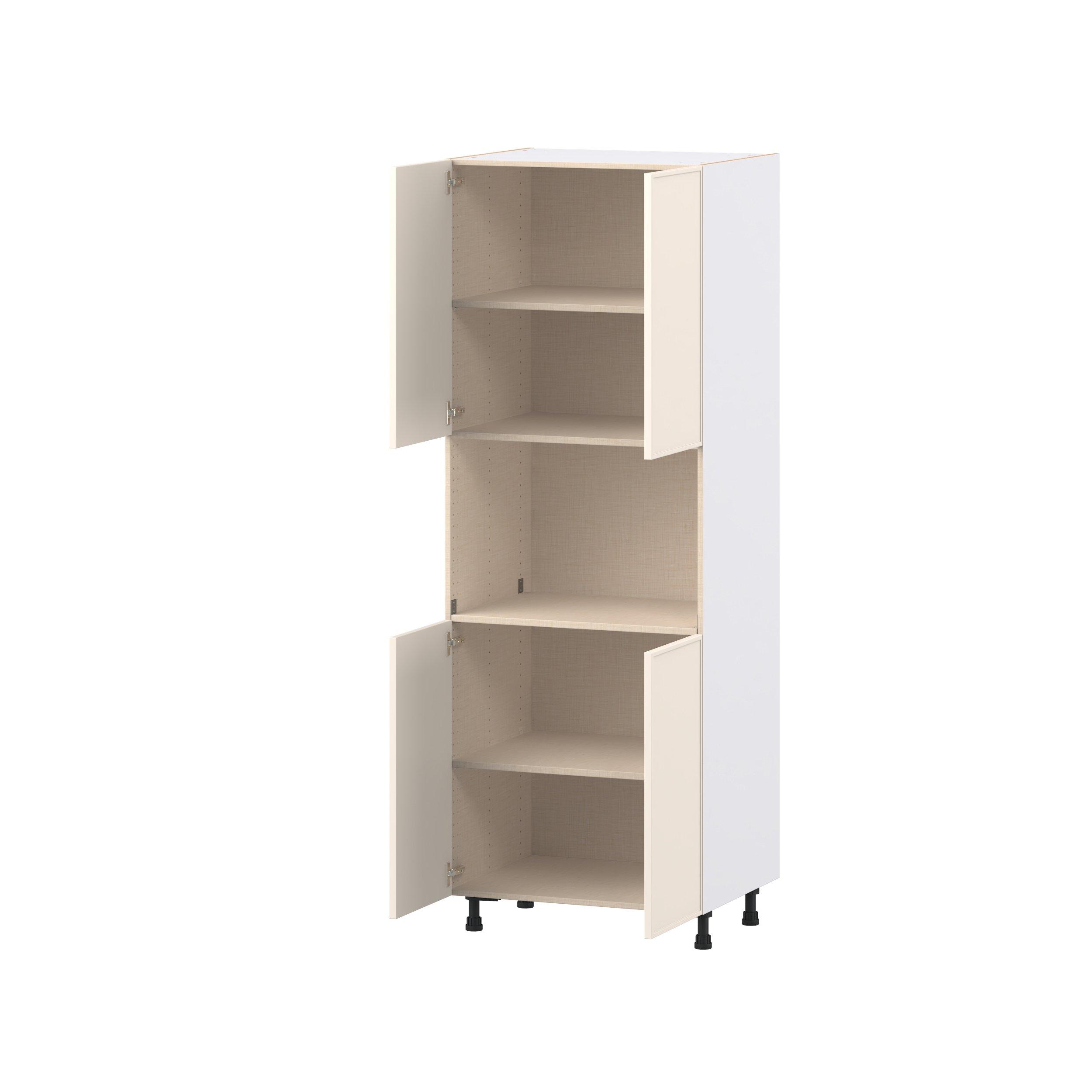 Linden 30 in. Painted Washed Linen Door Microwave Pantry Cabinet