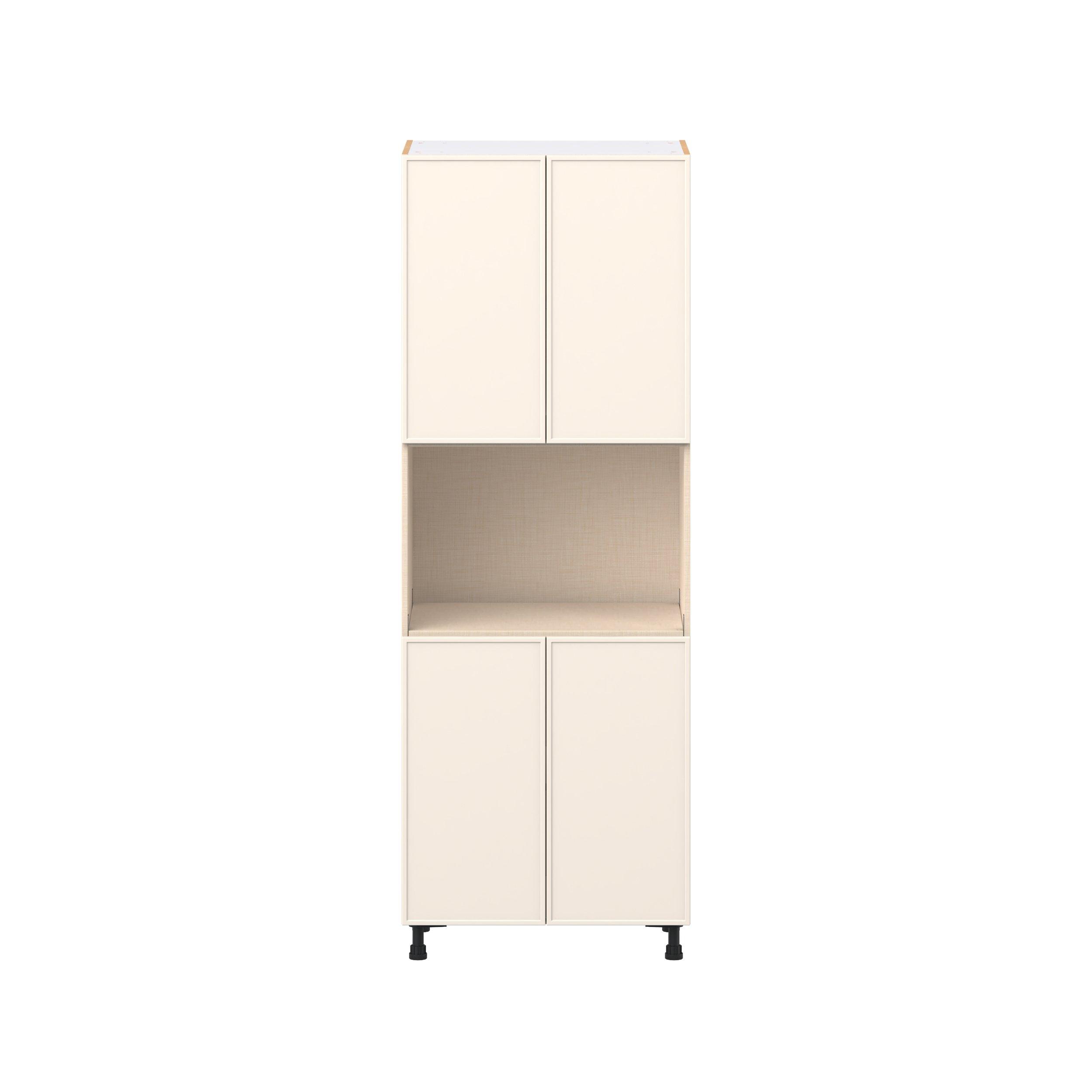 Linden 30 in. Painted Washed Linen Door Microwave Pantry Cabinet