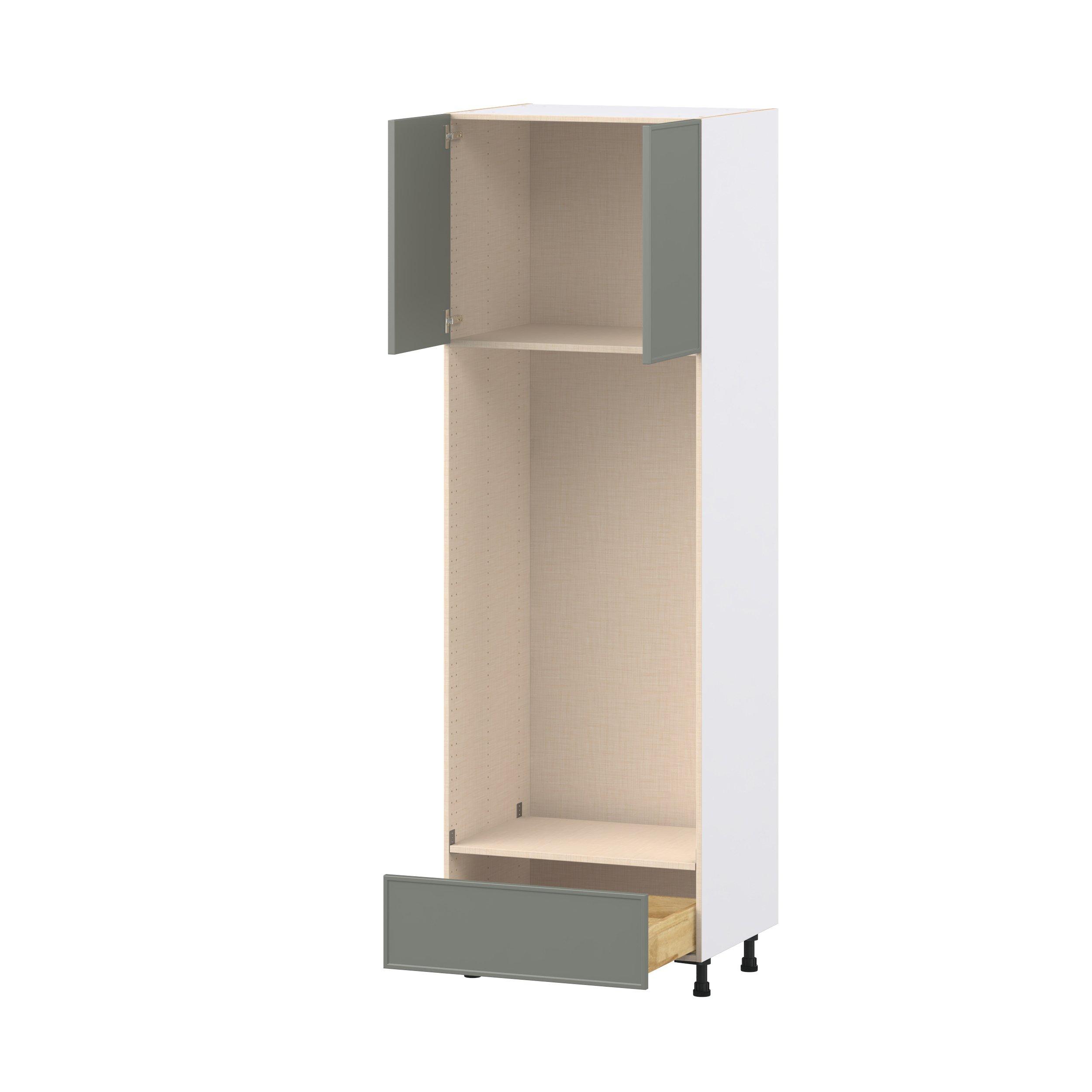 Linden 30 in. Painted Moss Green Door and Drawer Double Oven Pantry Cabinet