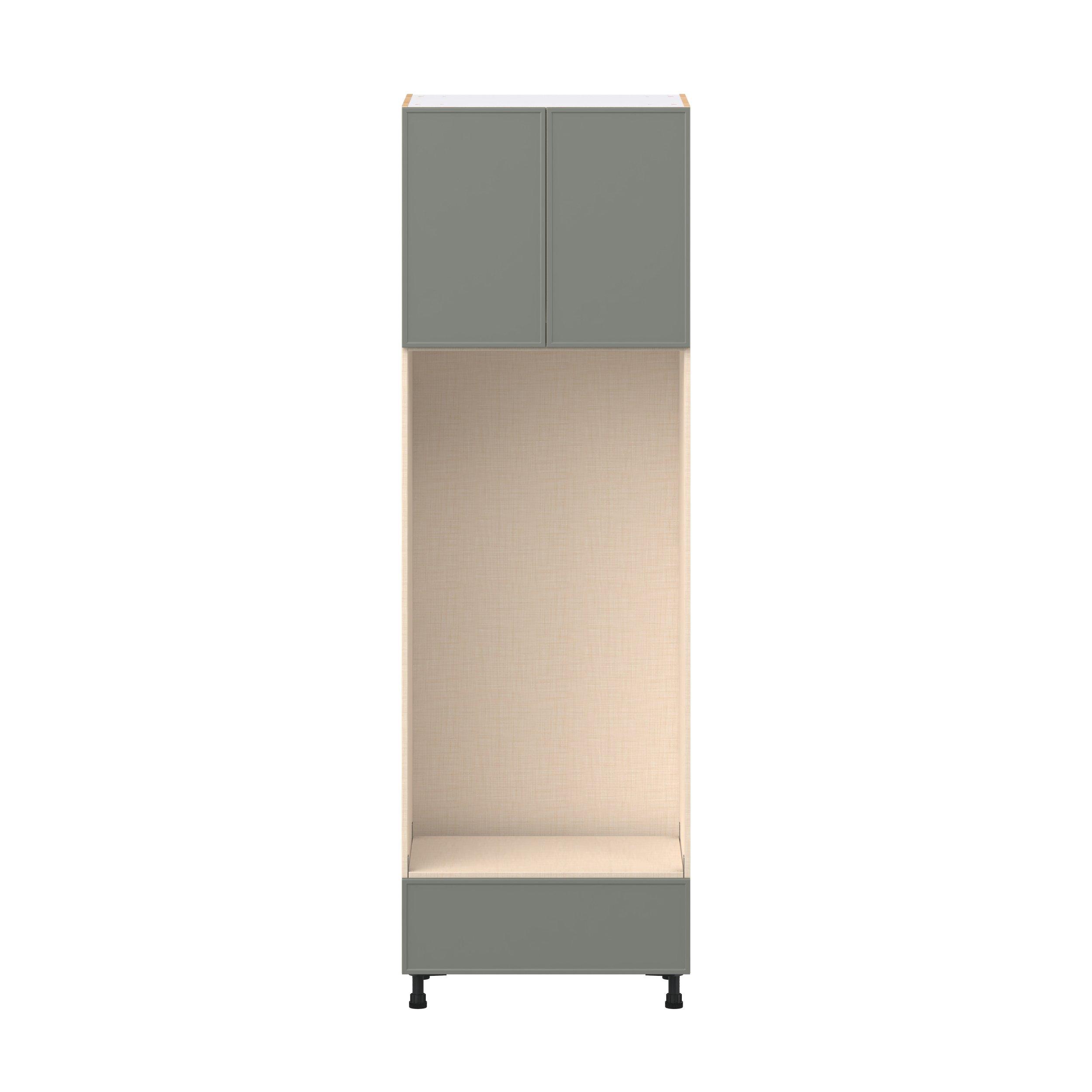 Linden 30 in. Painted Moss Green Door and Drawer Double Oven Pantry Cabinet