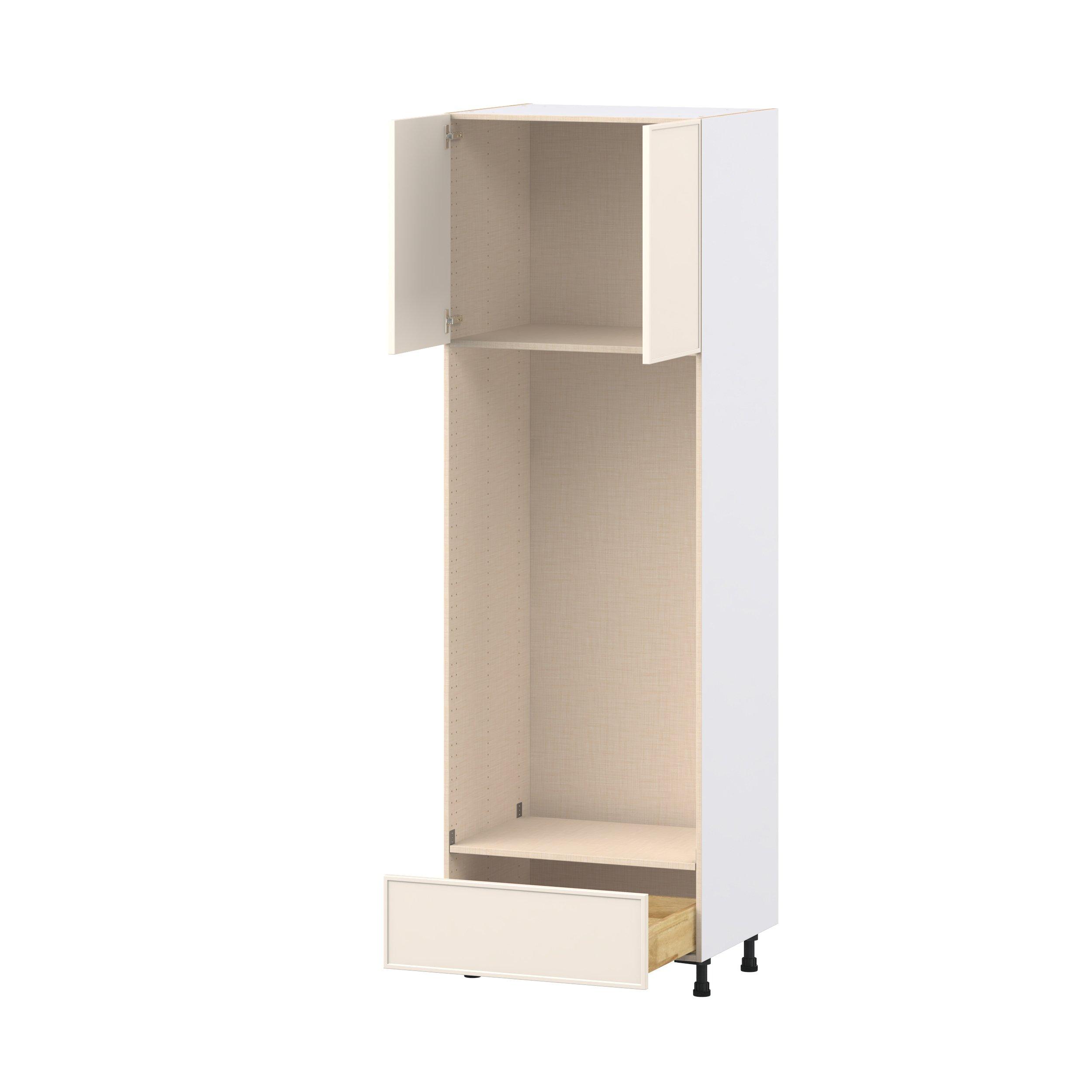 Linden 30 in. Painted Washed Linen Door and Drawer Double Oven Pantry Cabinet