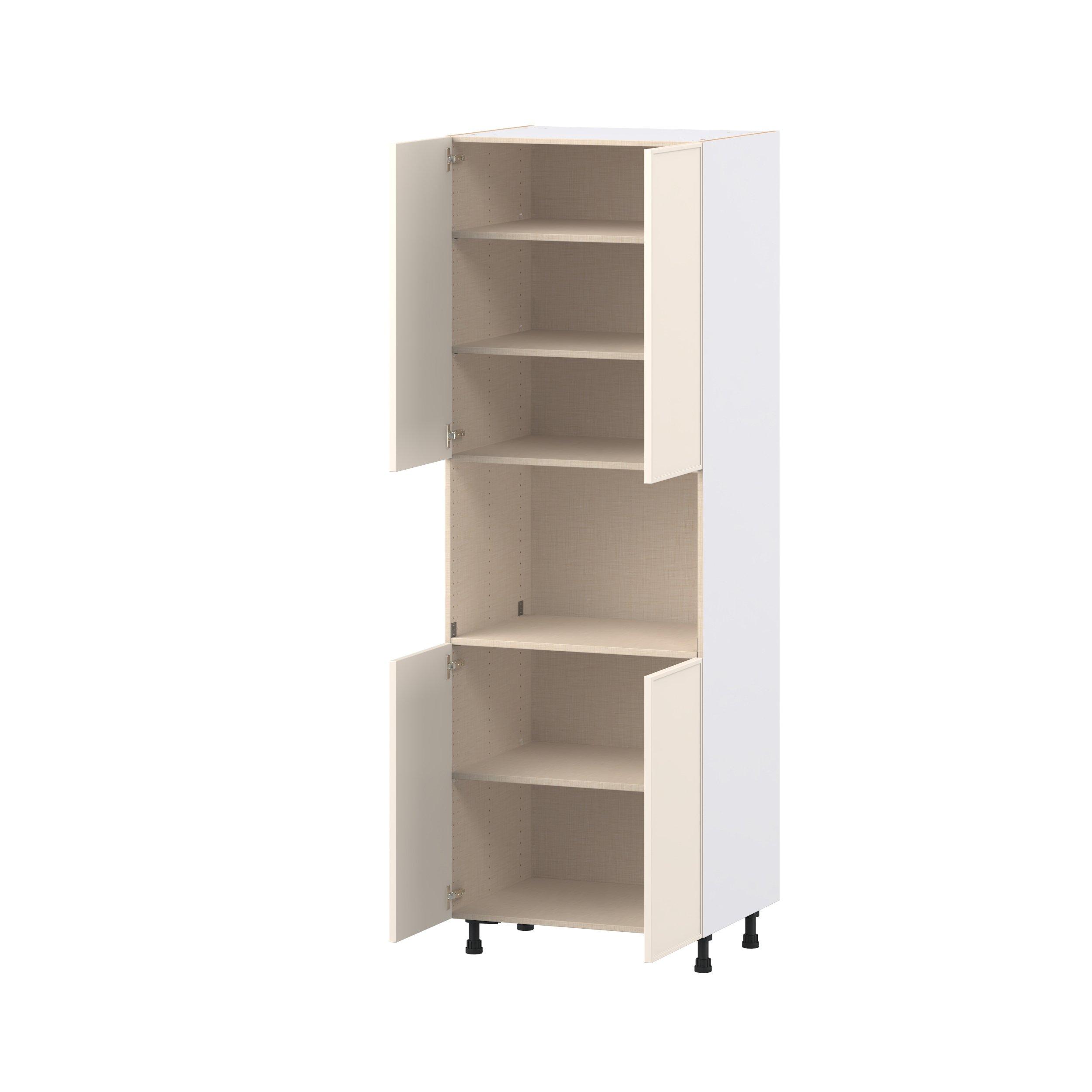 Linden 30 in. Painted Washed Linen Door Microwave Pantry Cabinet