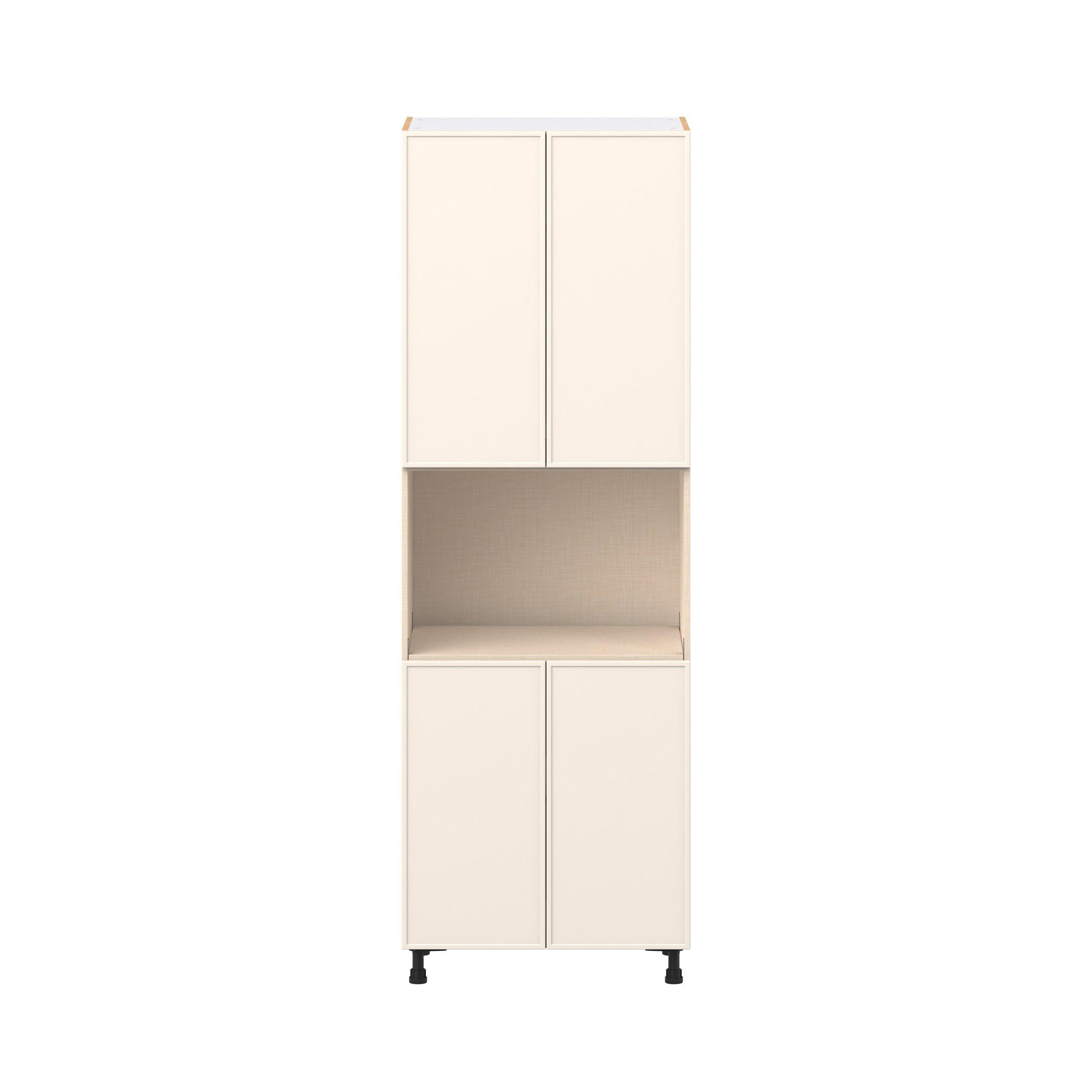 Linden 30 in. Painted Washed Linen Door Microwave Pantry Cabinet