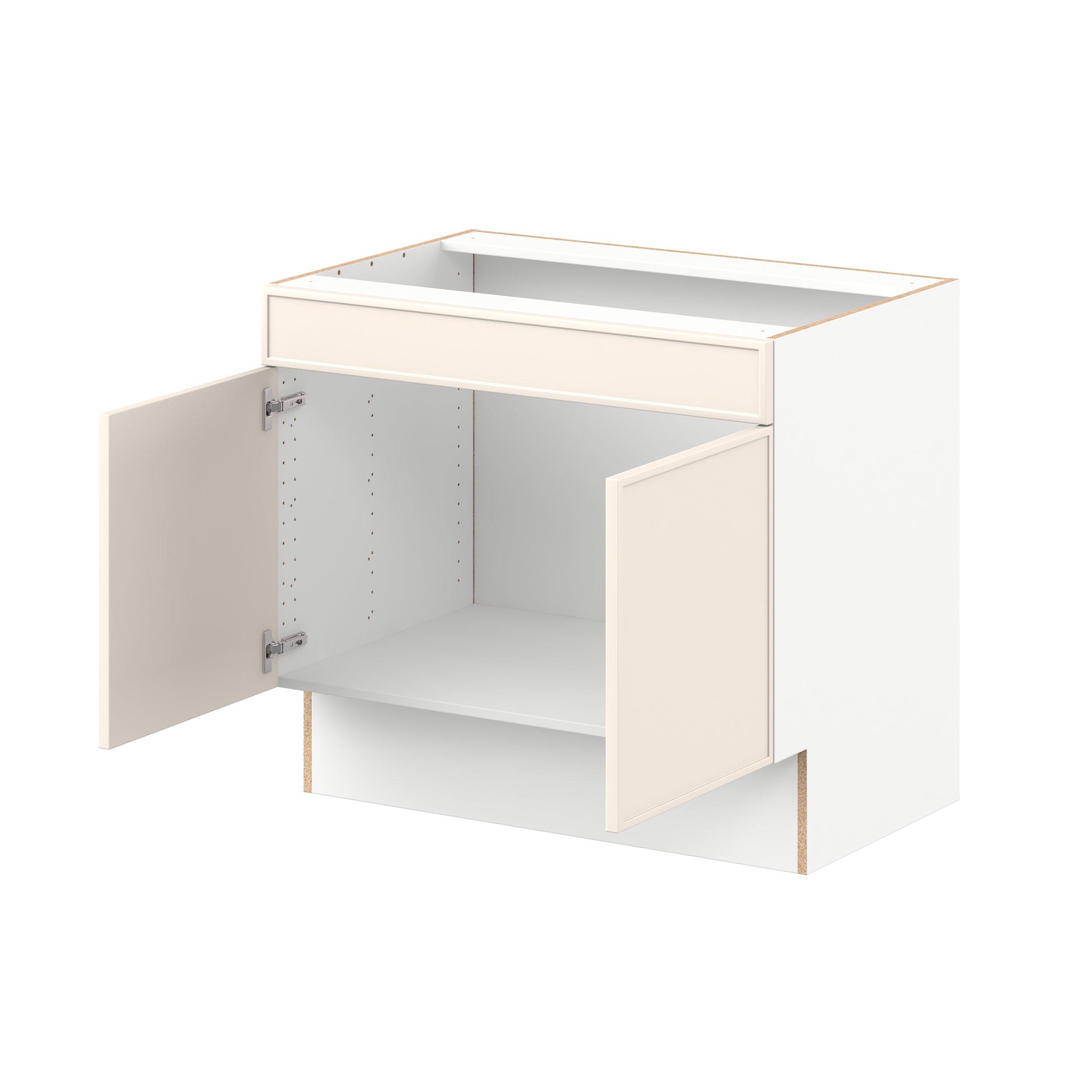 Linden 36 in. Painted Washed Linen Sink Base Cabinet with False Front - ADA