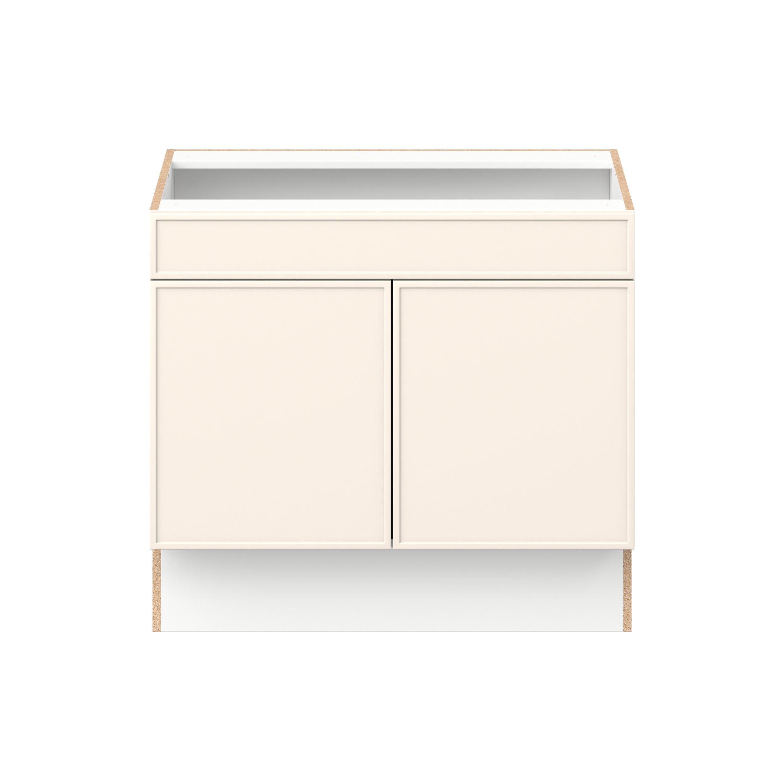 Linden 36 in. Painted Washed Linen Sink Base Cabinet with False Front - ADA