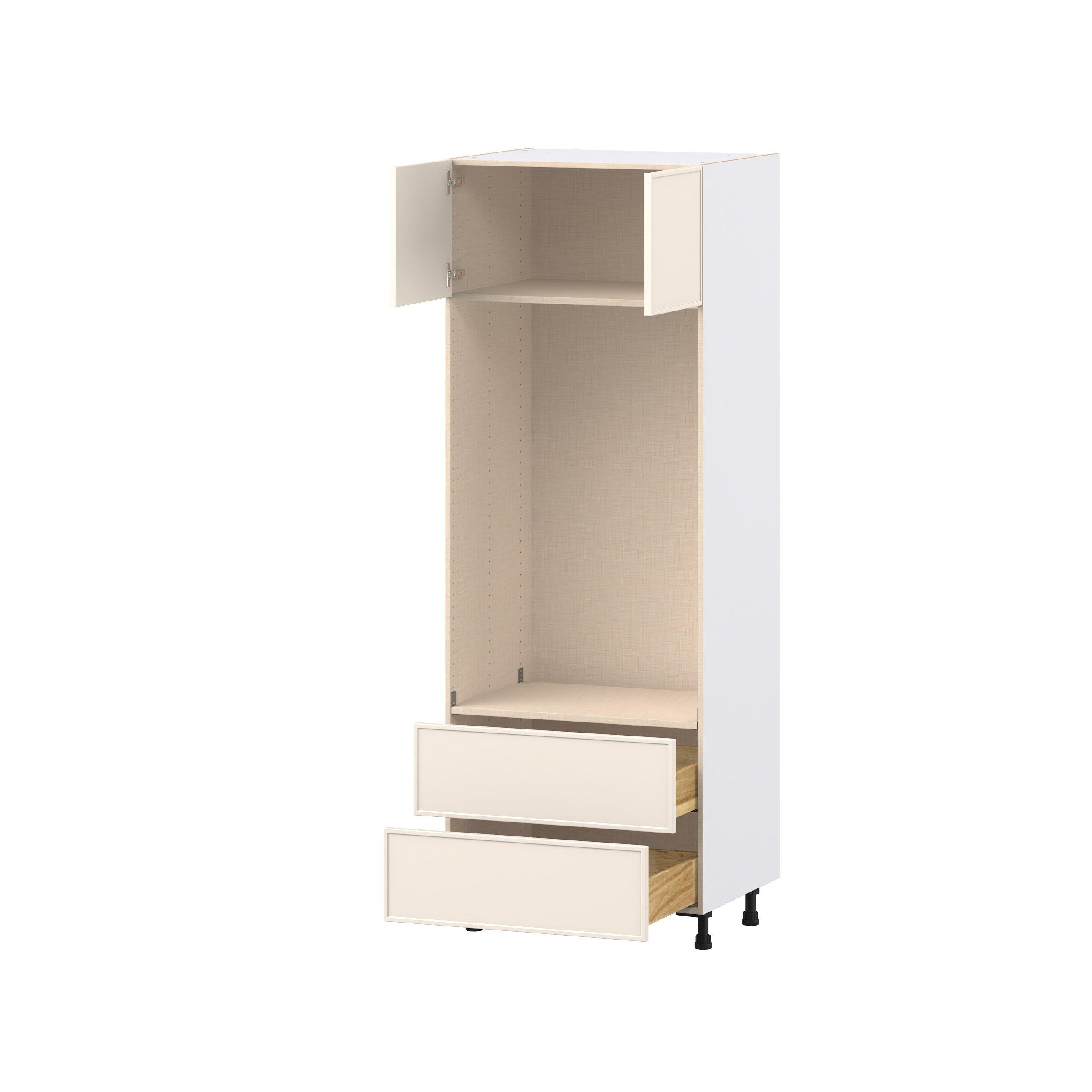 Linden 30 in. Painted Washed Linen Door and Drawer Microwave/Oven Pantry Cabinet