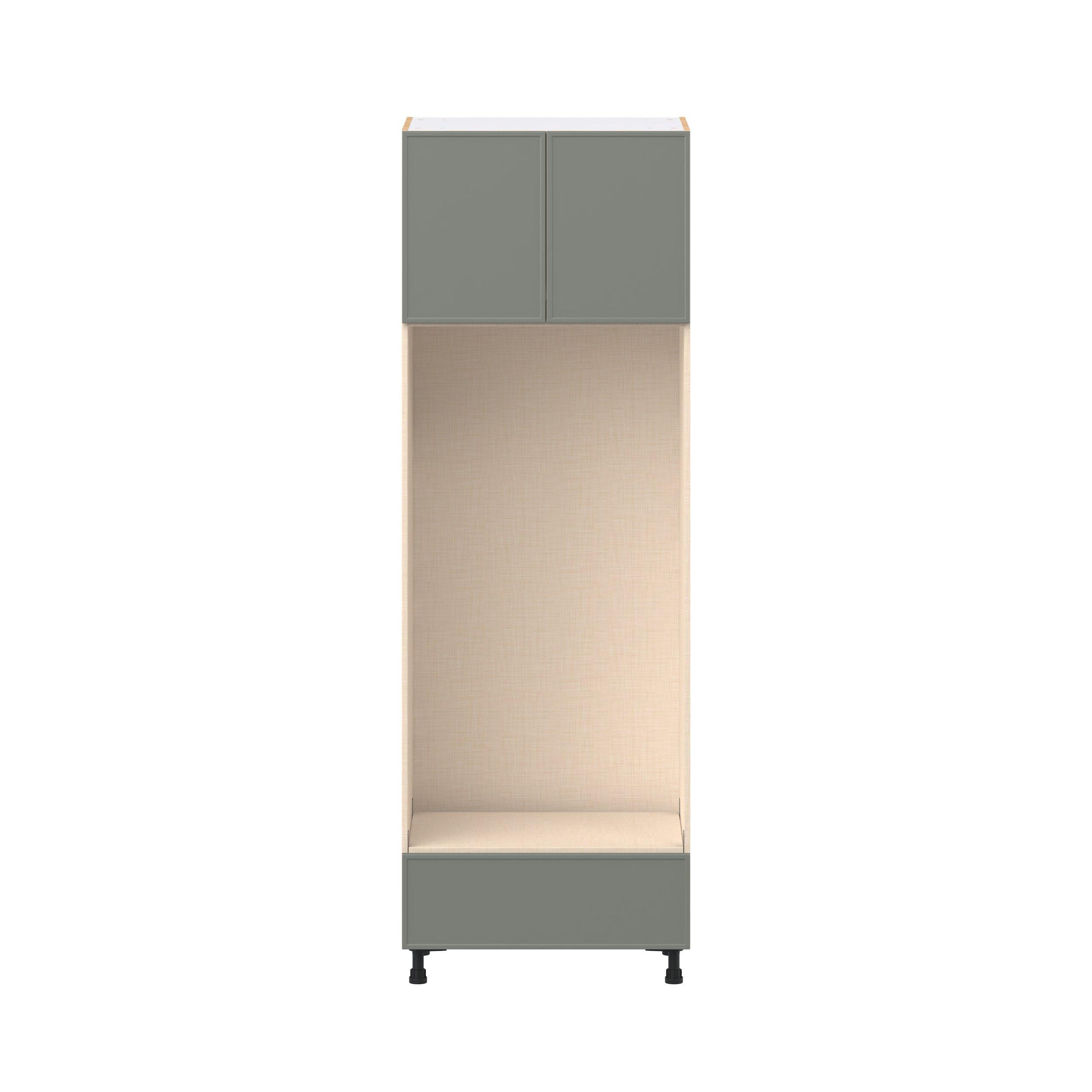 Linden 30 in. Painted Moss Green Door and Drawer Double Oven Pantry Cabinet