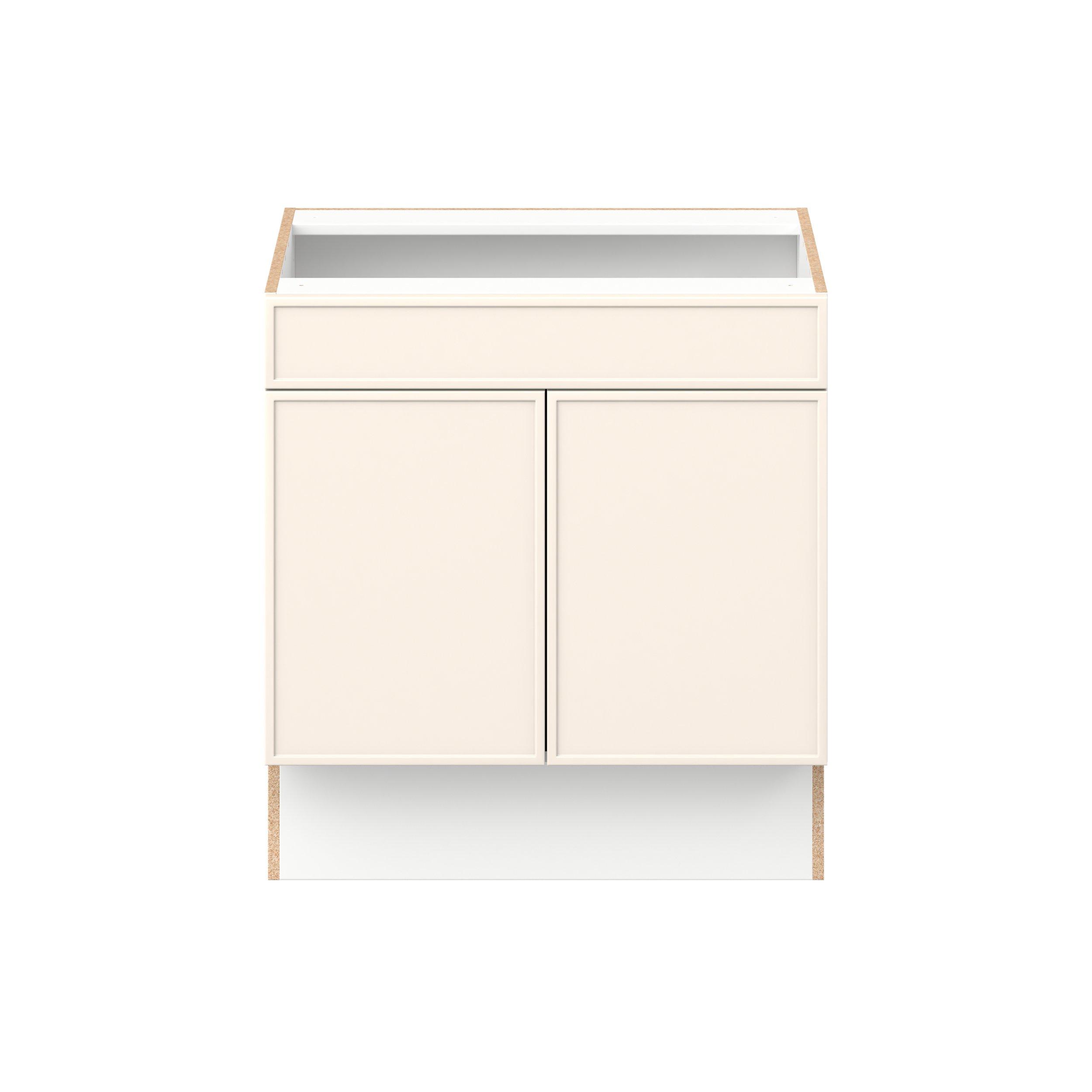 Linden 30 in. Painted Washed Linen Sink Base Cabinet with False Front - ADA