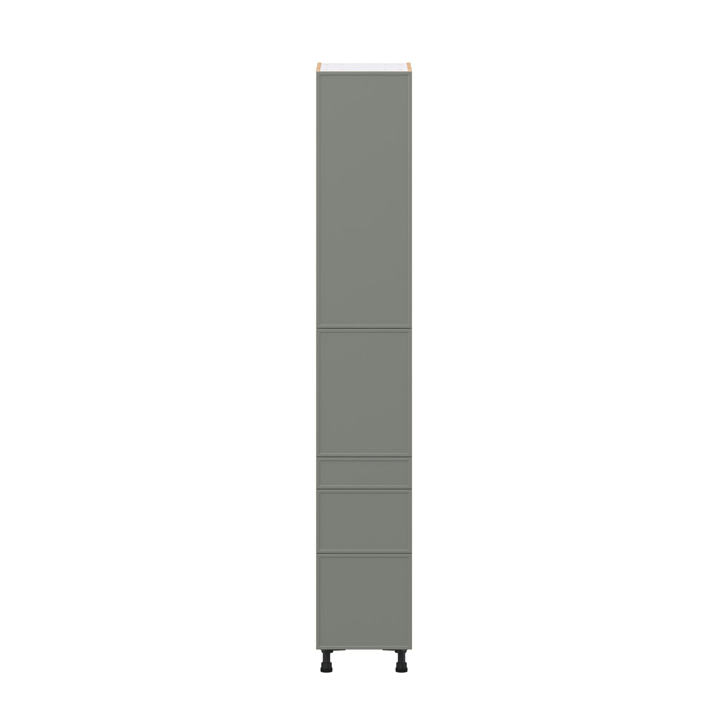 Linden 15 in. Painted Moss Green Door and Drawer Pantry Cabinet with Inner Pull-Out