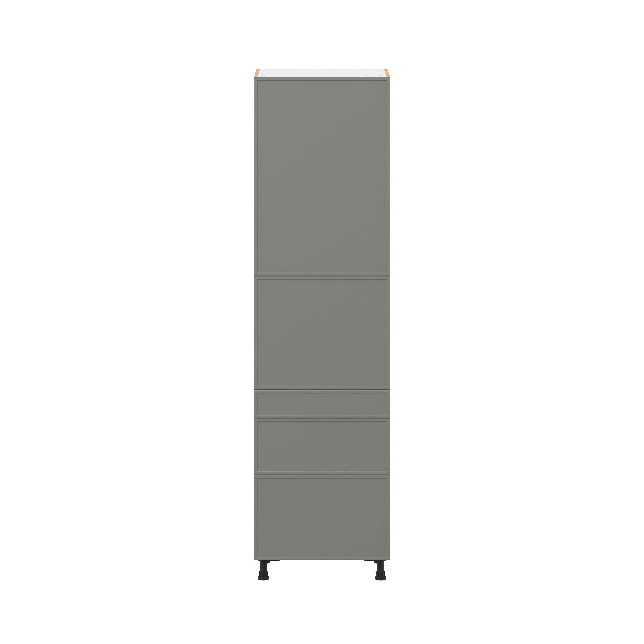 Linden 24 in. Painted Moss Green Door and Drawer Pantry Cabinet with Inner Pull-Out