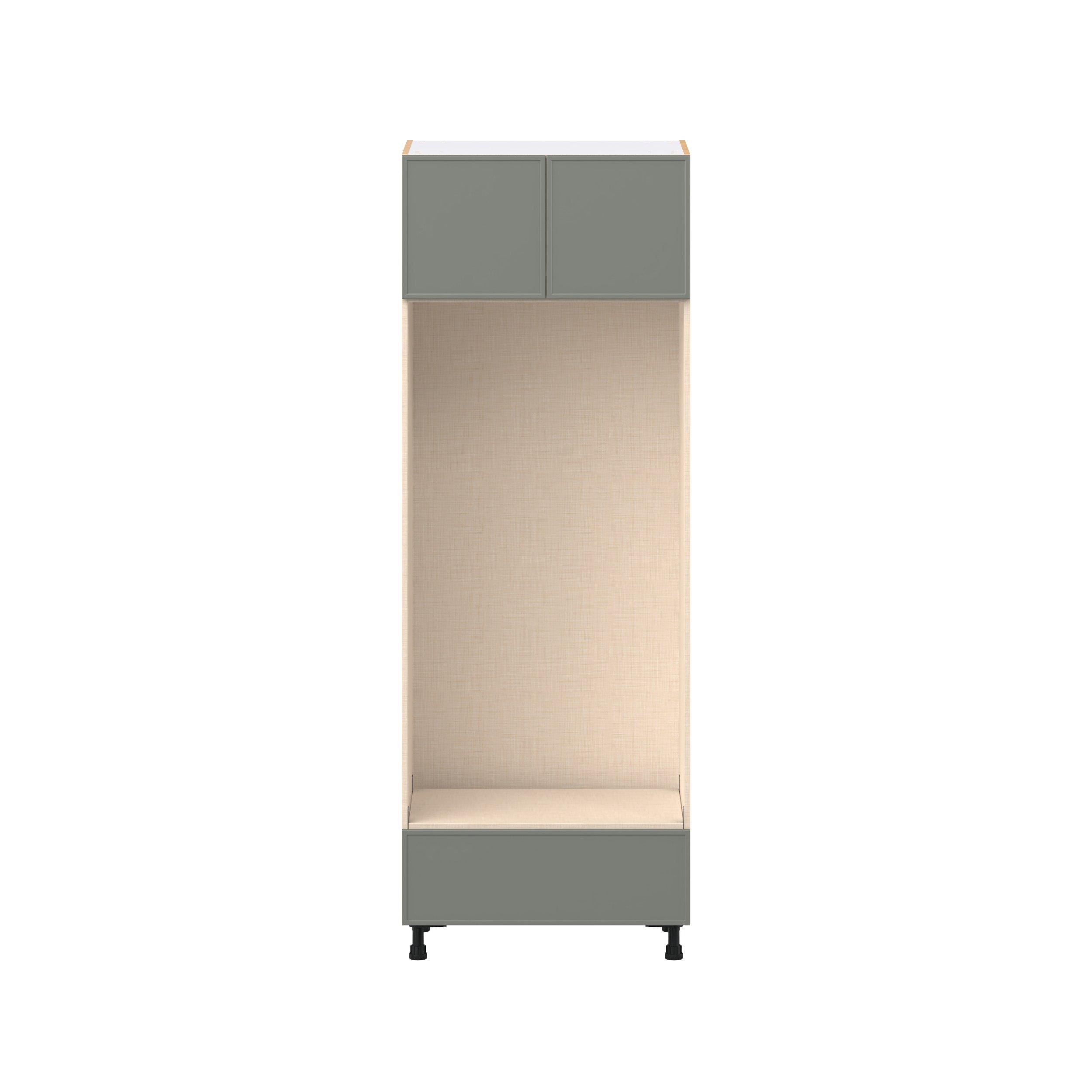 Linden 30 in. Painted Moss Green Door and Drawer Double Oven Pantry Cabinet