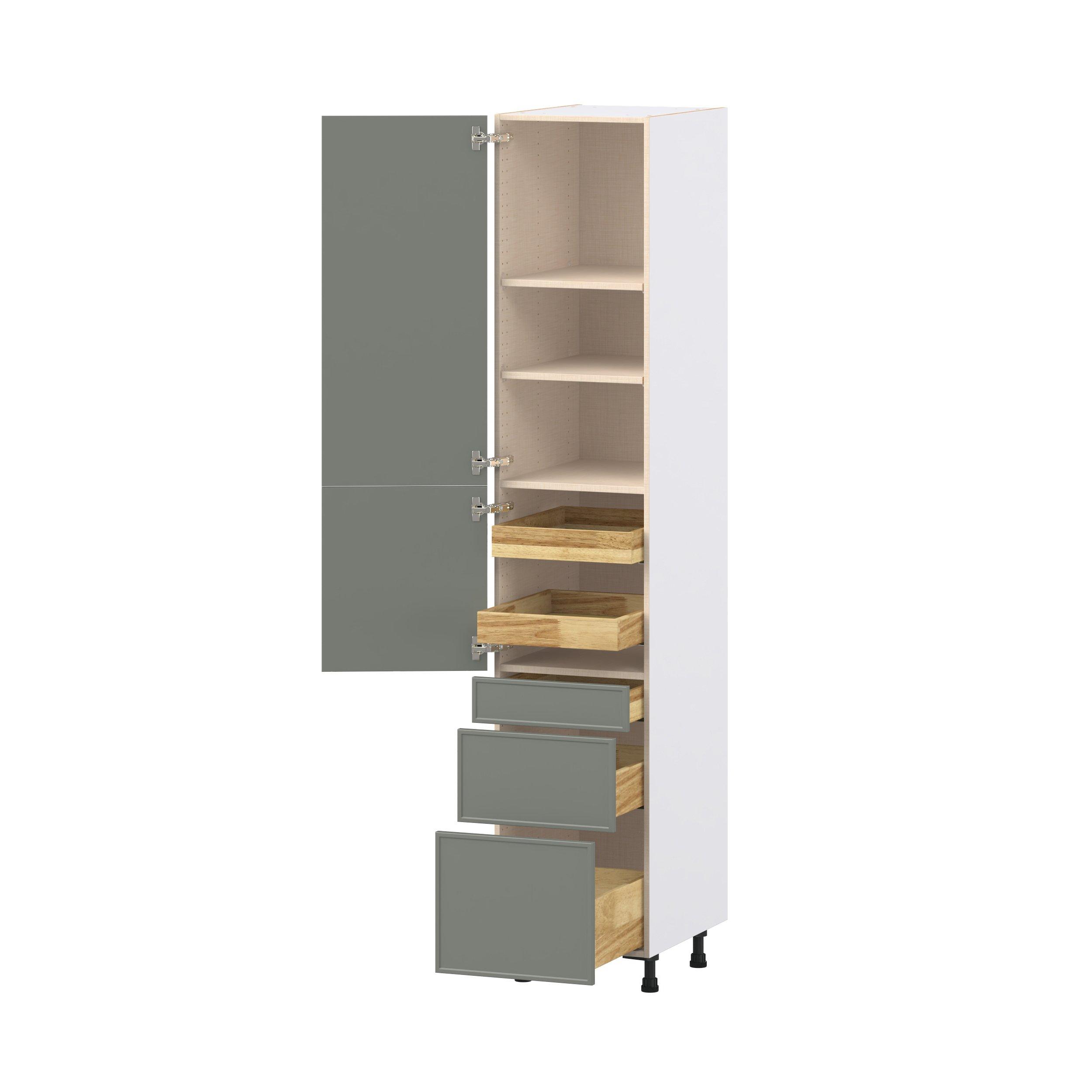 Linden 18 in. Painted Moss Green Door and Drawer Pantry Cabinet with Inner Pull-Out