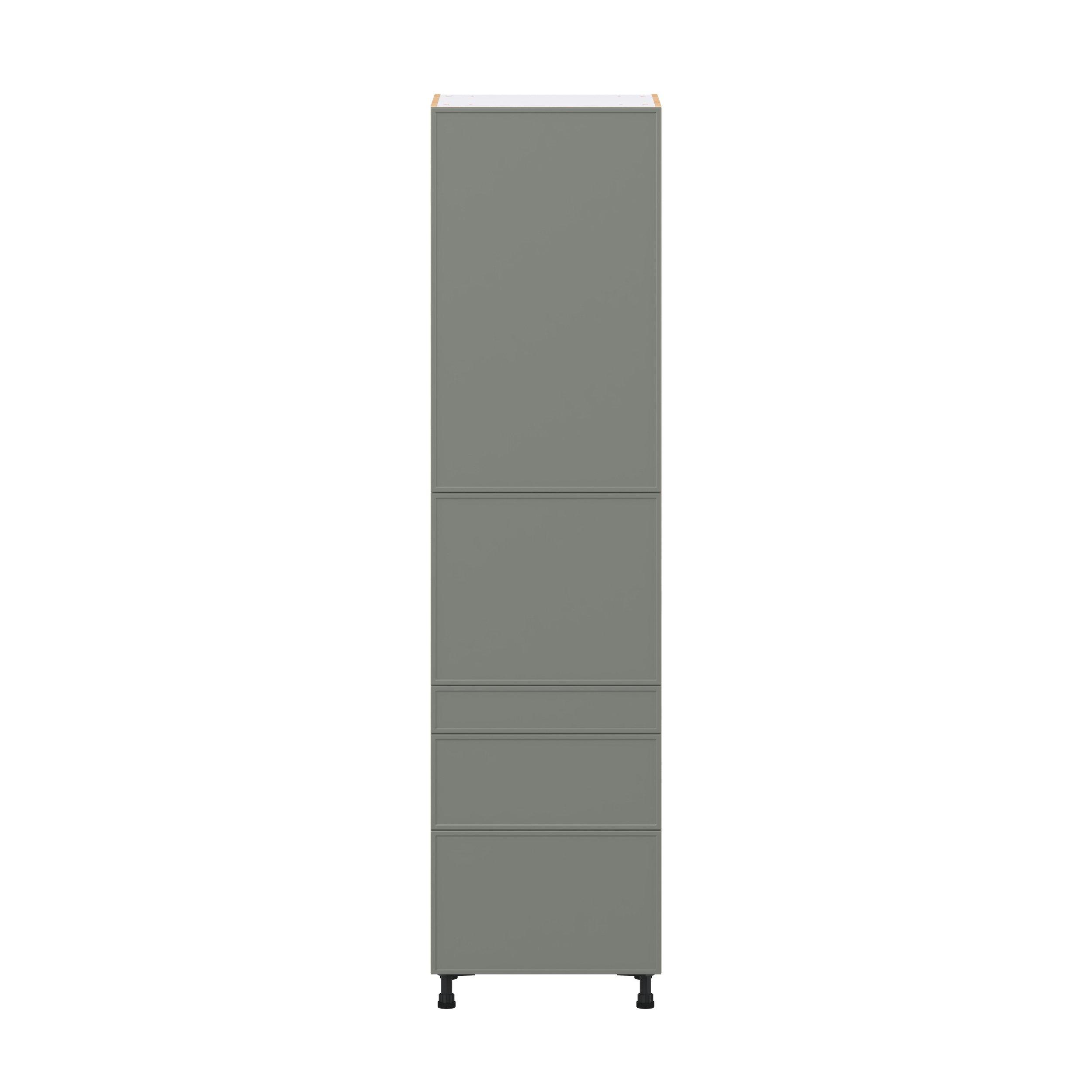 Linden 24 in. Painted Moss Green Door and Drawer Pantry Cabinet with Inner Pull-Out