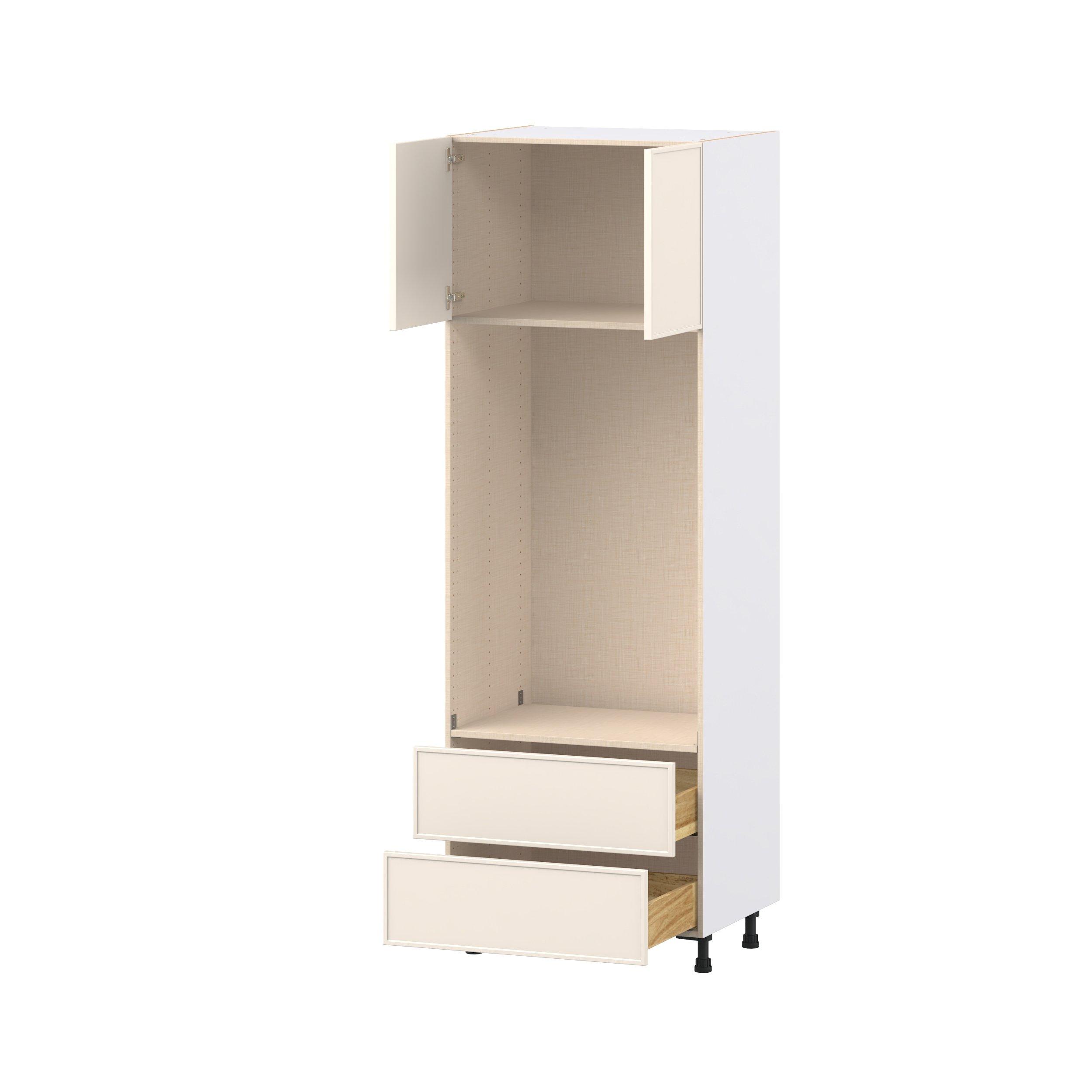 Linden 30 in. Painted Washed Linen Door and Drawer Microwave/Oven Pantry Cabinet