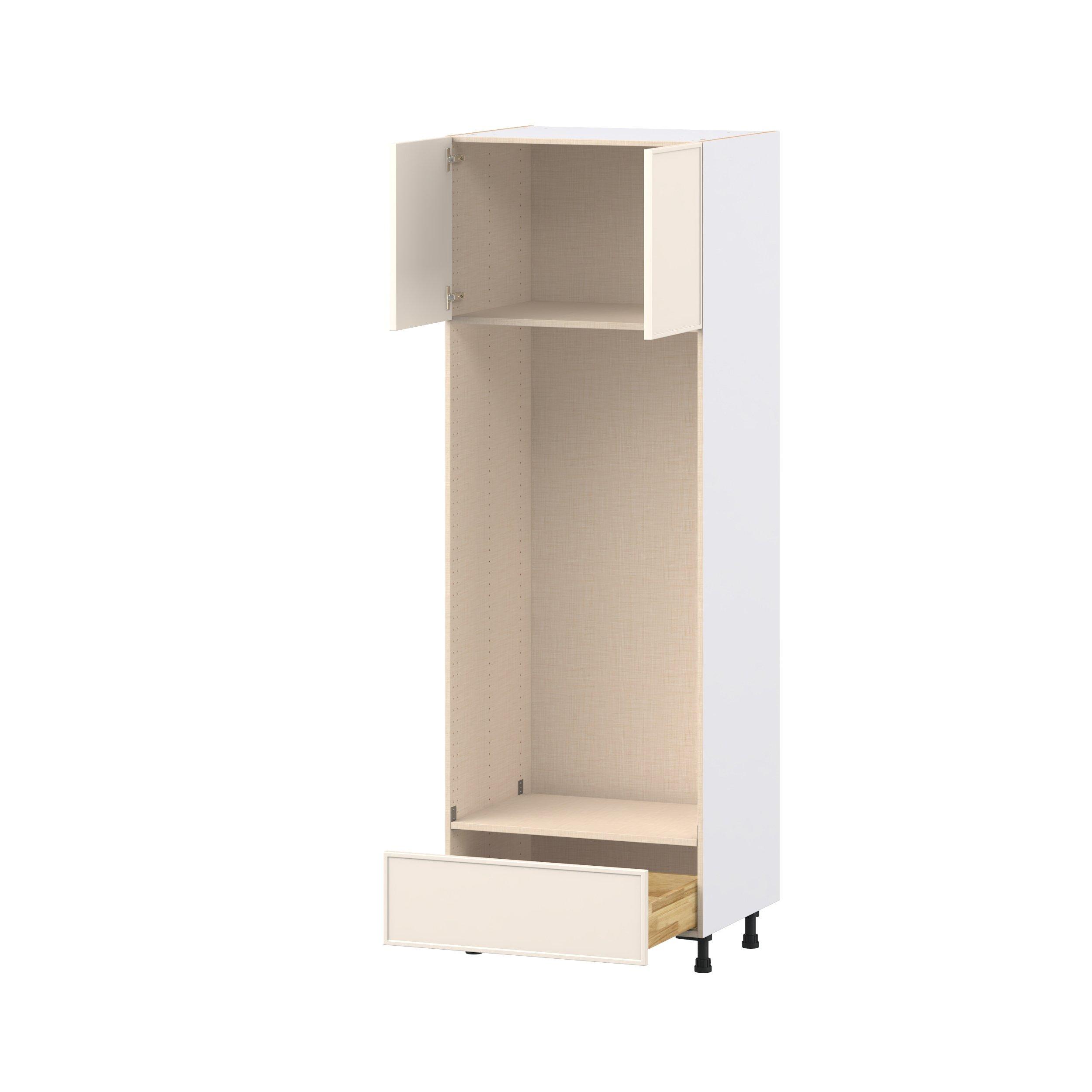 Linden 30 in. Painted Washed Linen Door and Drawer Double Oven Pantry Cabinet
