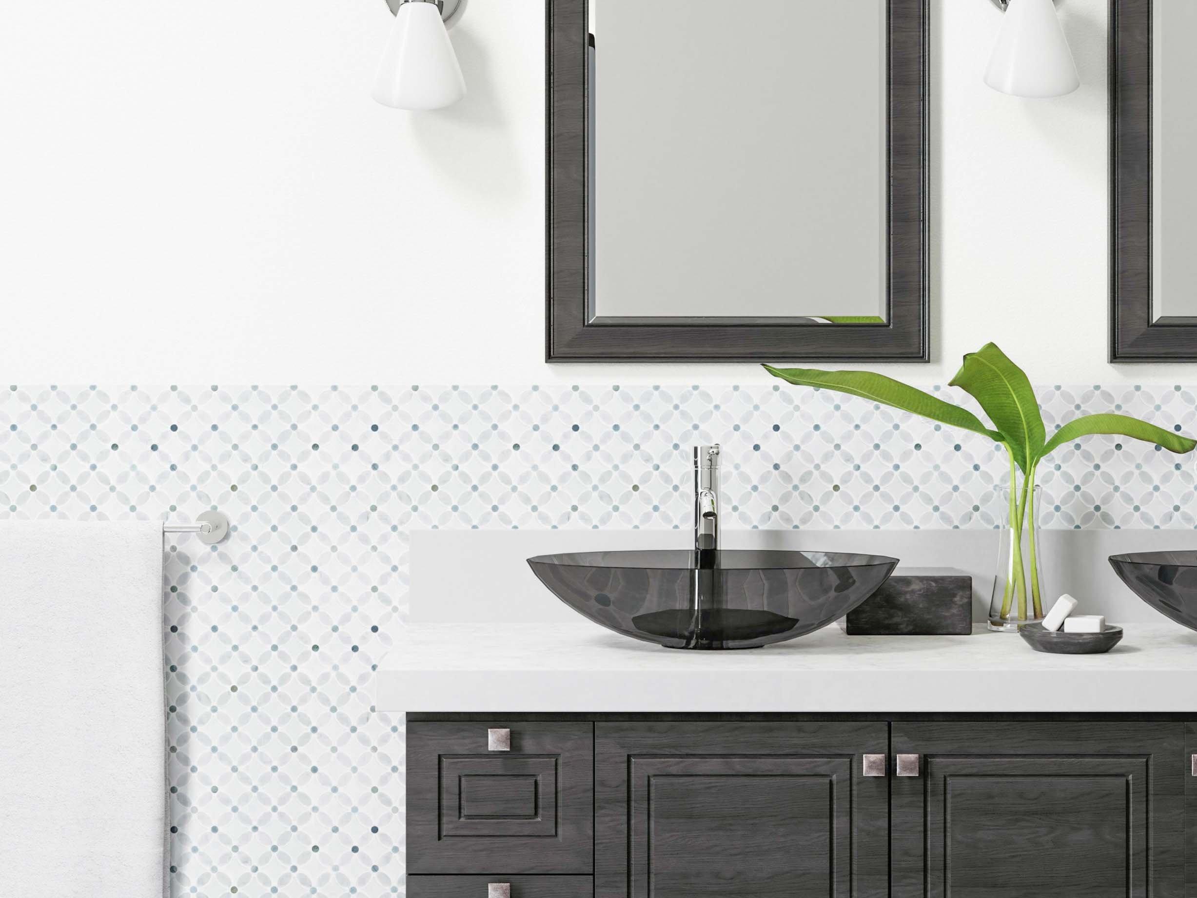 Bianco Carrara Thassos Floral Marble Mosaic