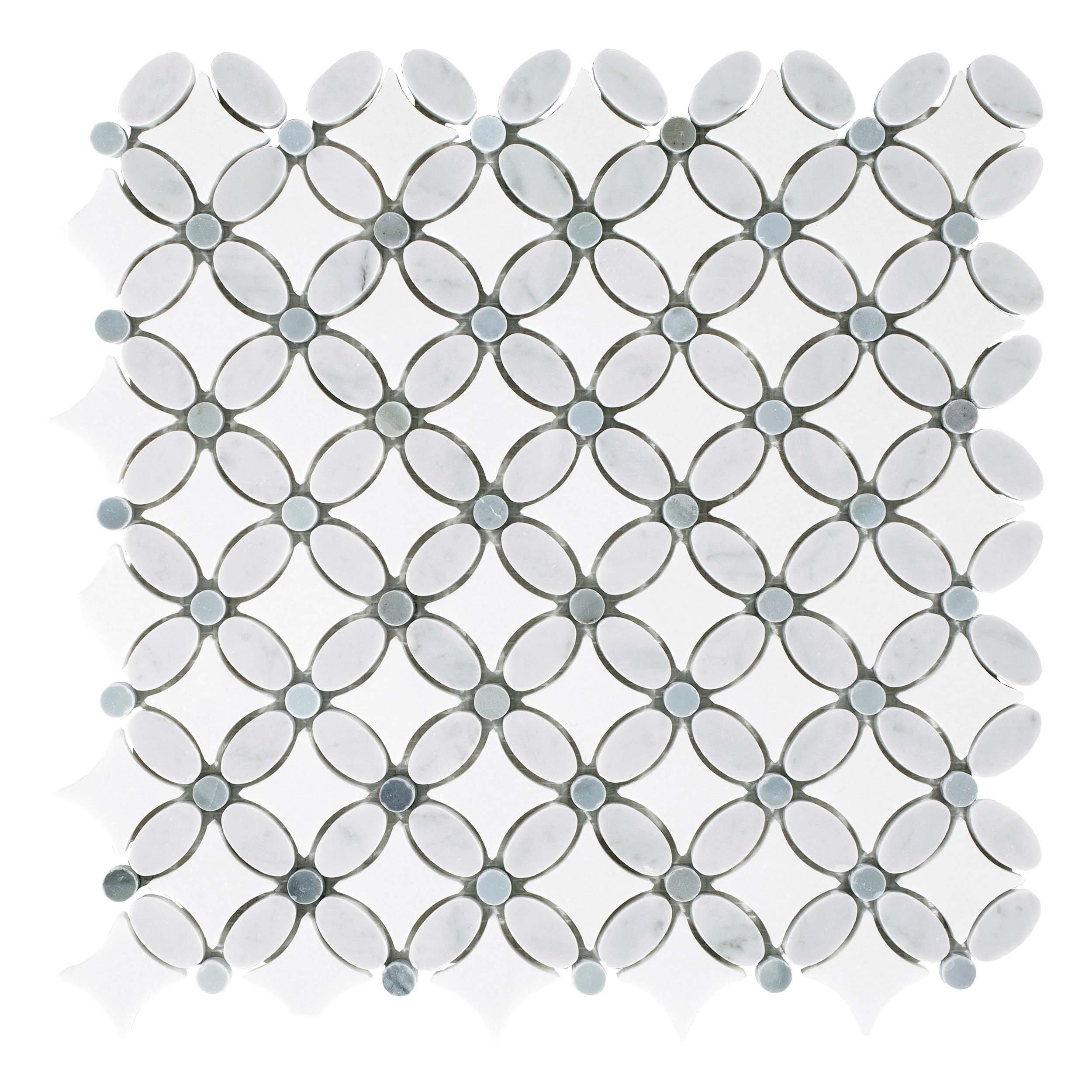 Floral Bianco Carrara Thassos Waterjet Marble Mosaic