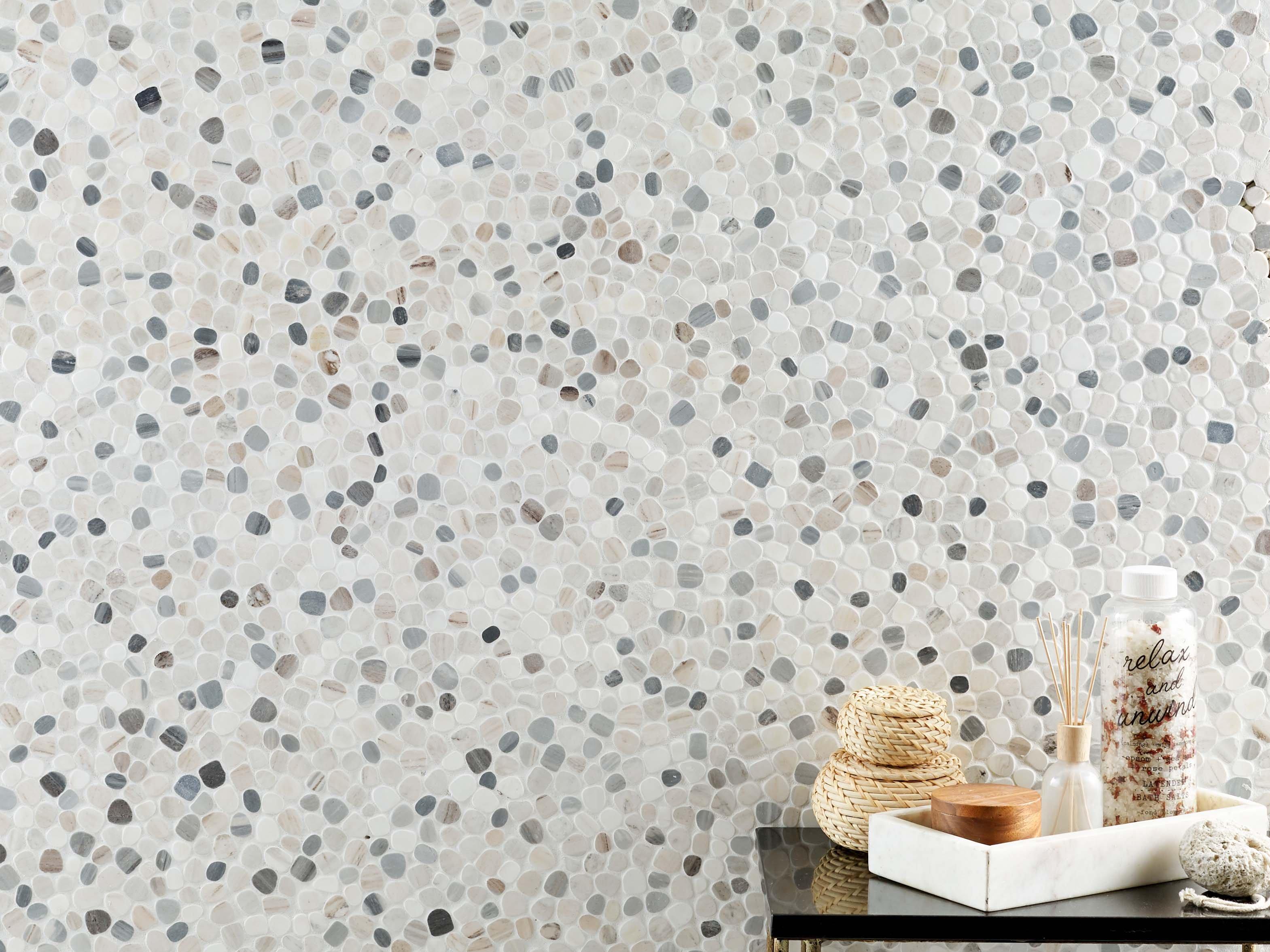 Dolomite Palssandro Honed Pebble Marble Mosaic