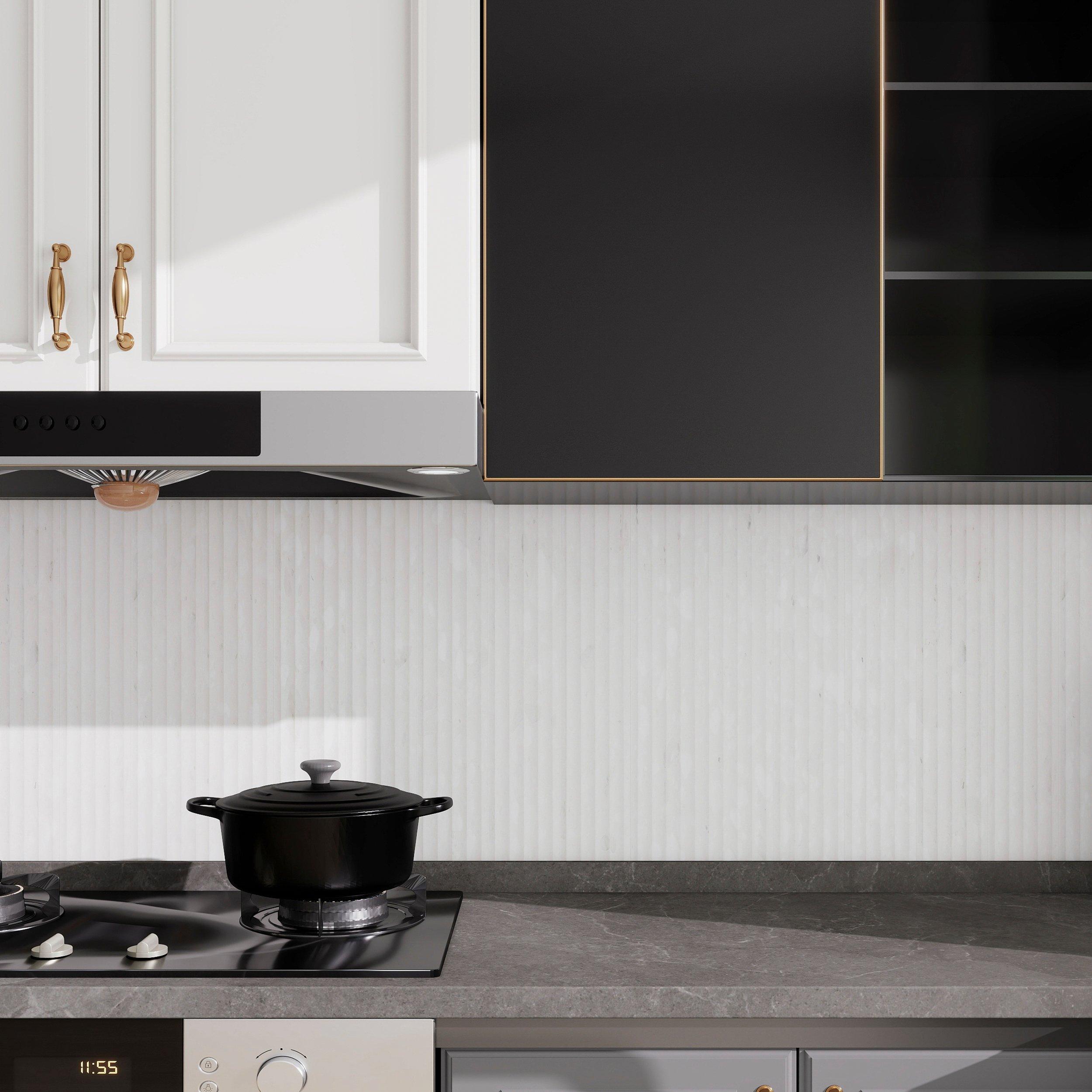 White Fluted Polished Terrazzo Tile