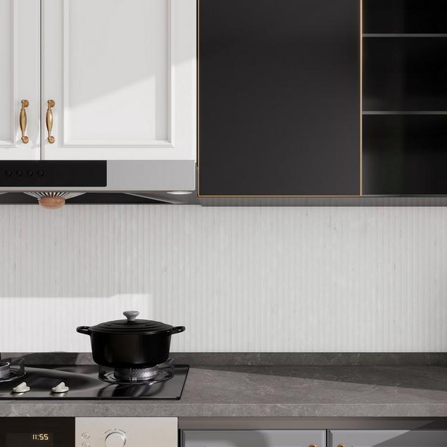 marble fluted terrazzo backsplash