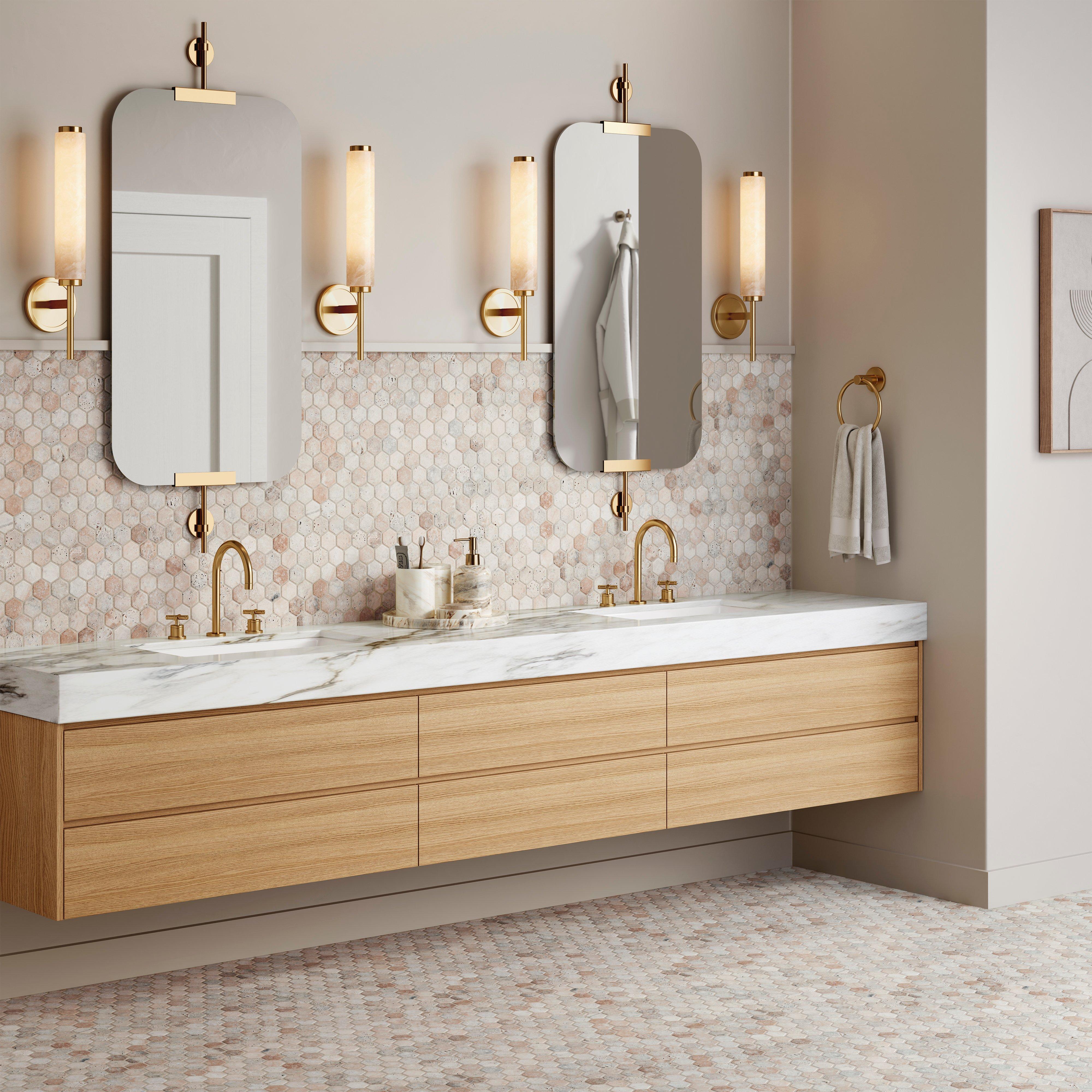 Argento Hexagon Tumbled Travertine Mosaic