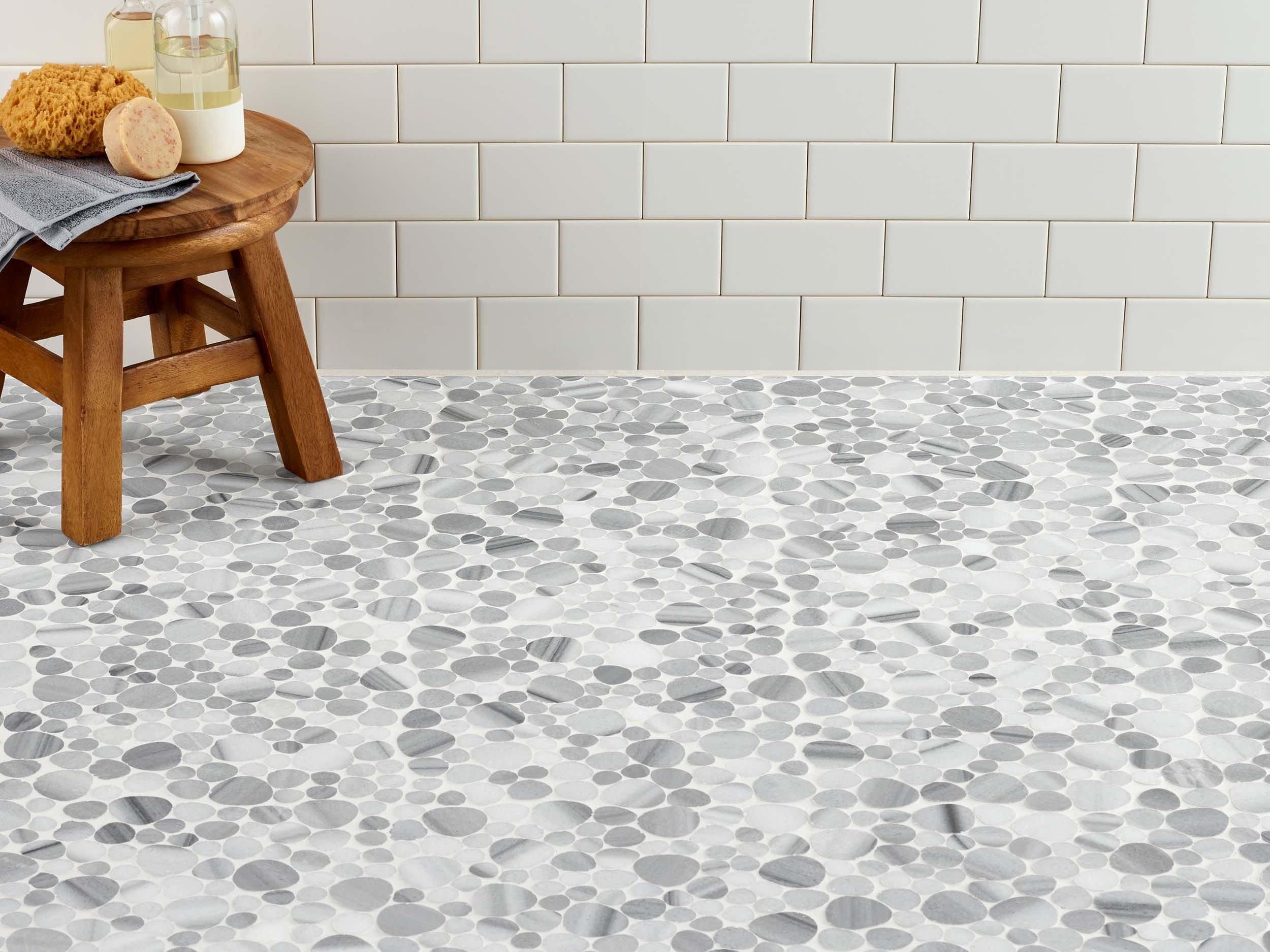 Skyfall Honed Pebble Marble Mosaic