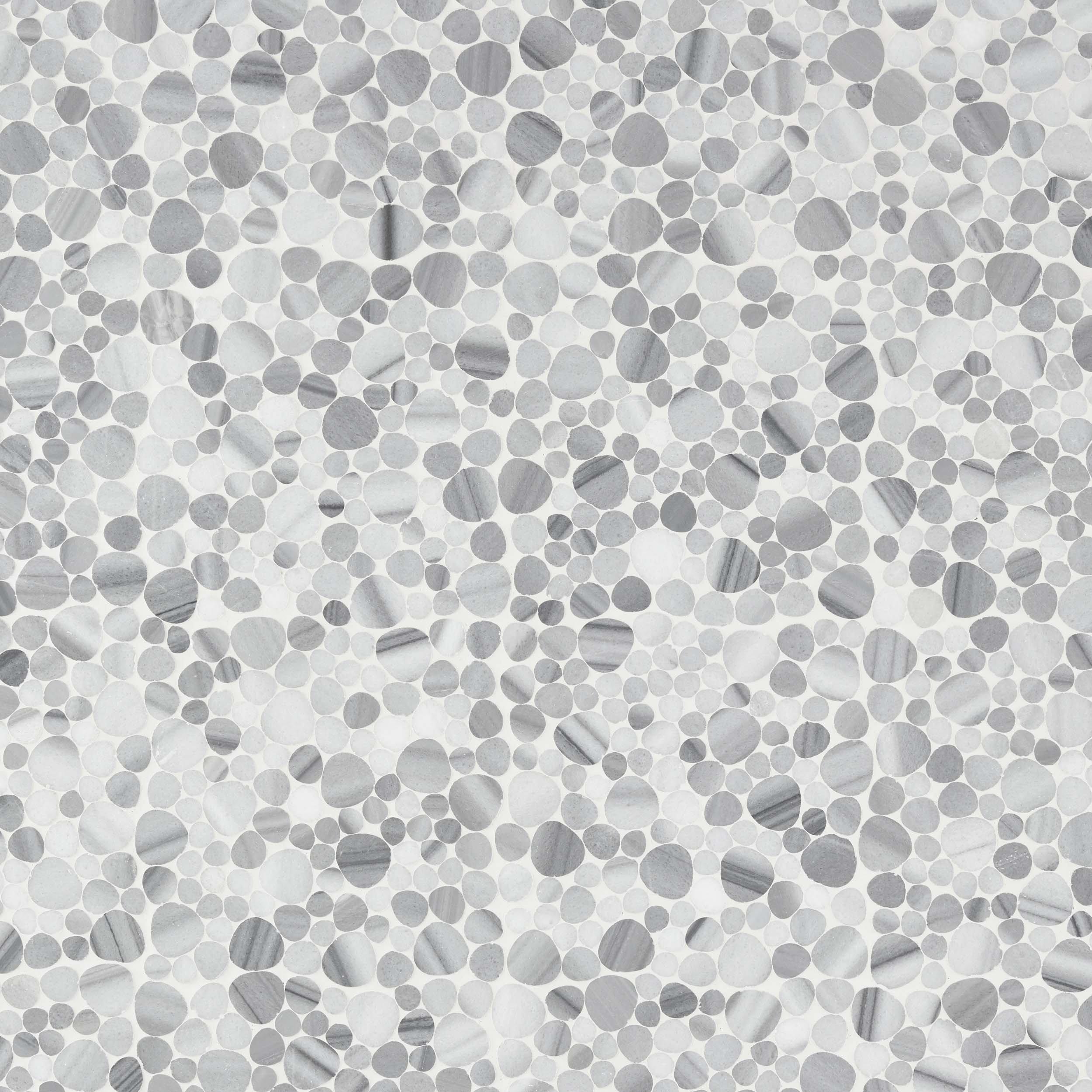 Skyfall Honed Pebble Marble Mosaic