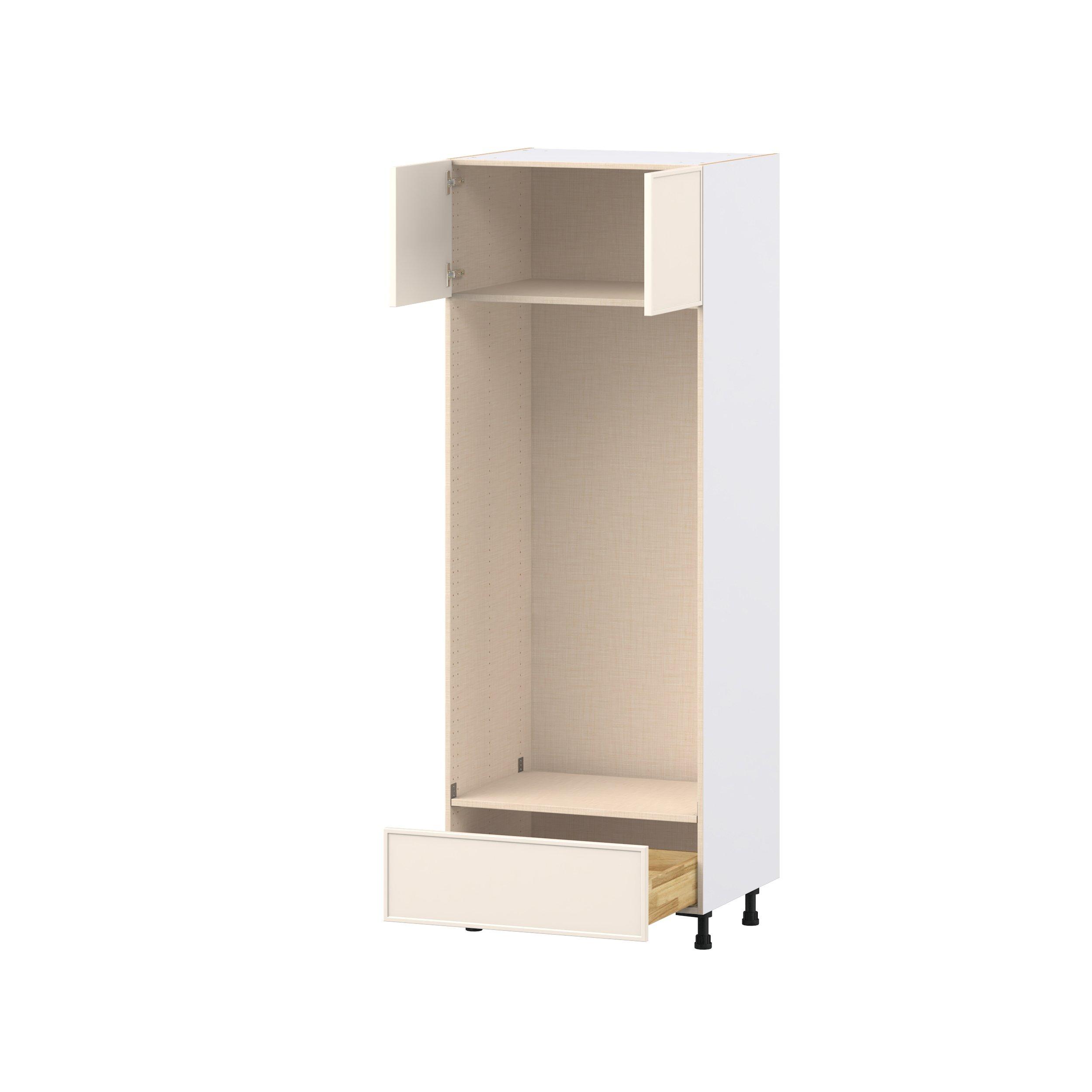 Linden 30 in. Painted Washed Linen Door and Drawer Double Oven Pantry Cabinet