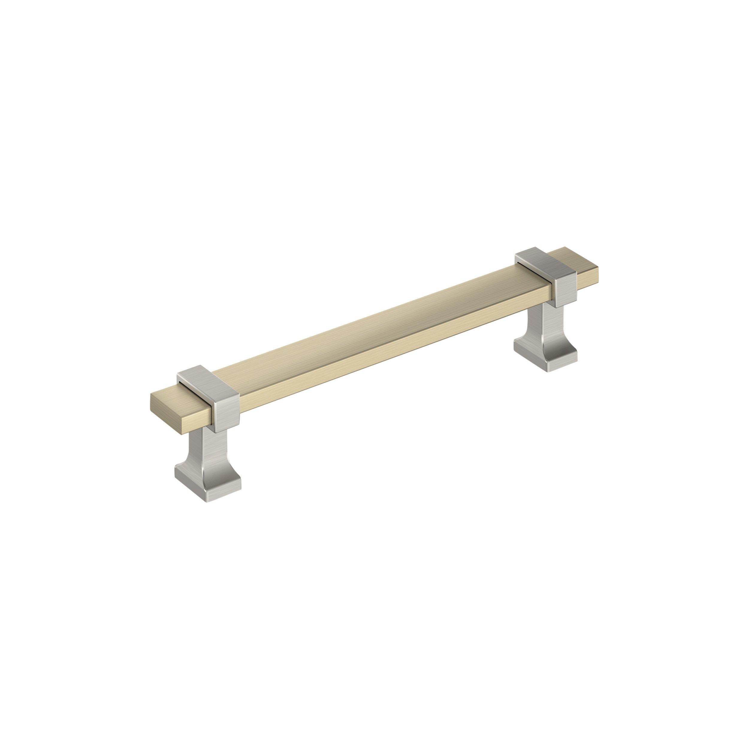 Overton 5-1/16 in. Center-to-Center Golden Champagne and Satin Nickel Cabinet Pull