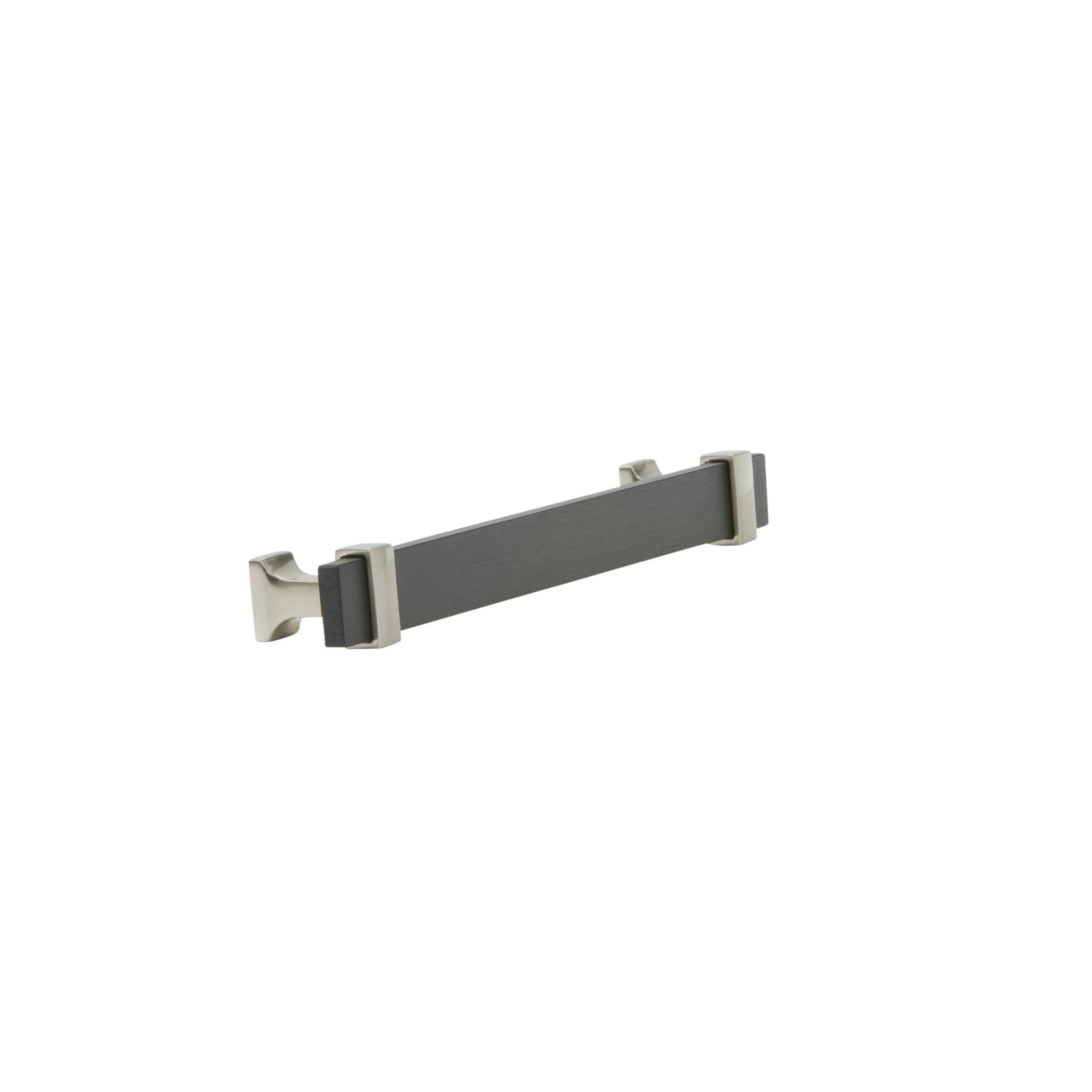 Overton 6-5/16 in. Center-to-Center Brushed Matte Black and Satin Nickel Cabinet Pull