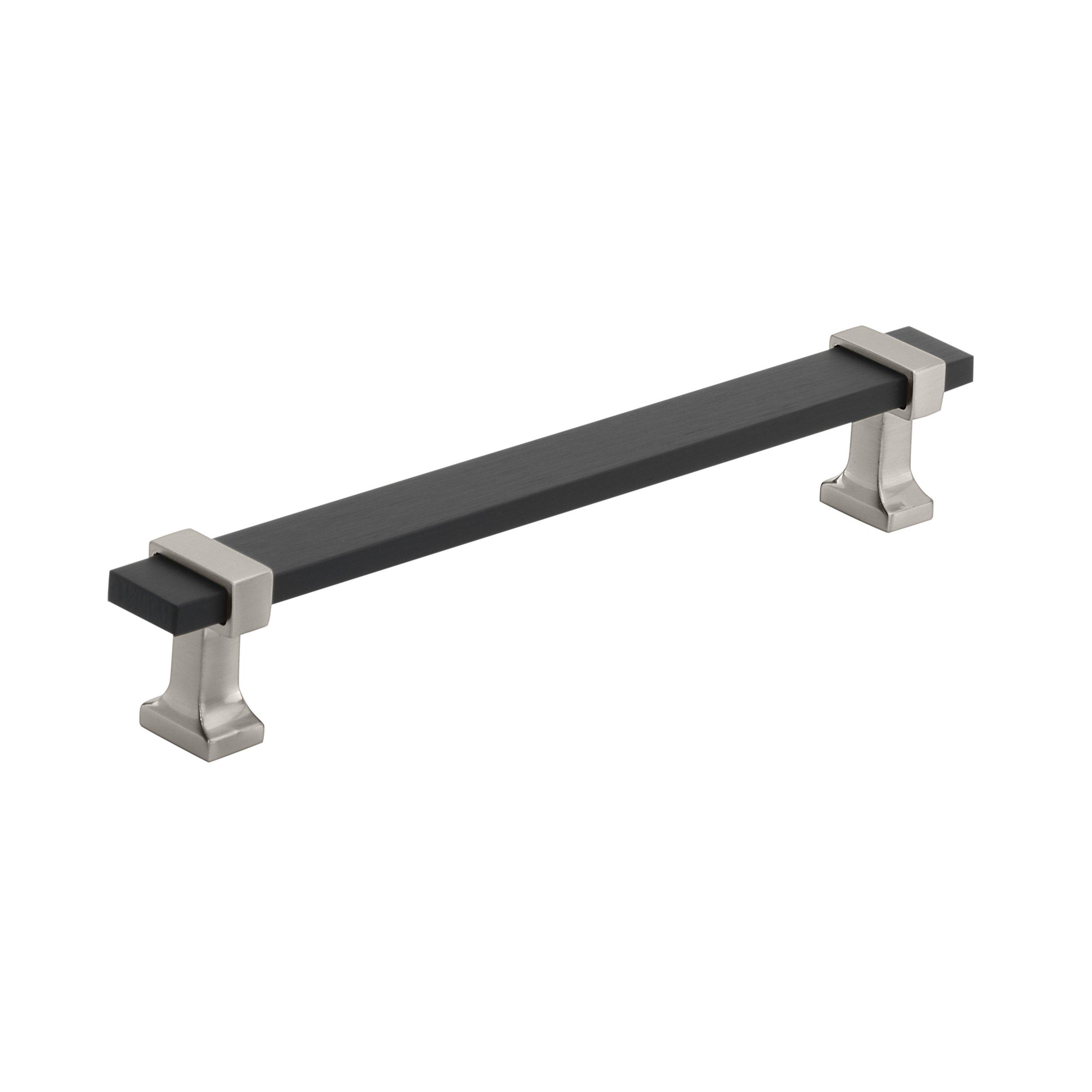 Overton 6-5/16 in. Center-to-Center Brushed Matte Black and Satin Nickel Cabinet Pull